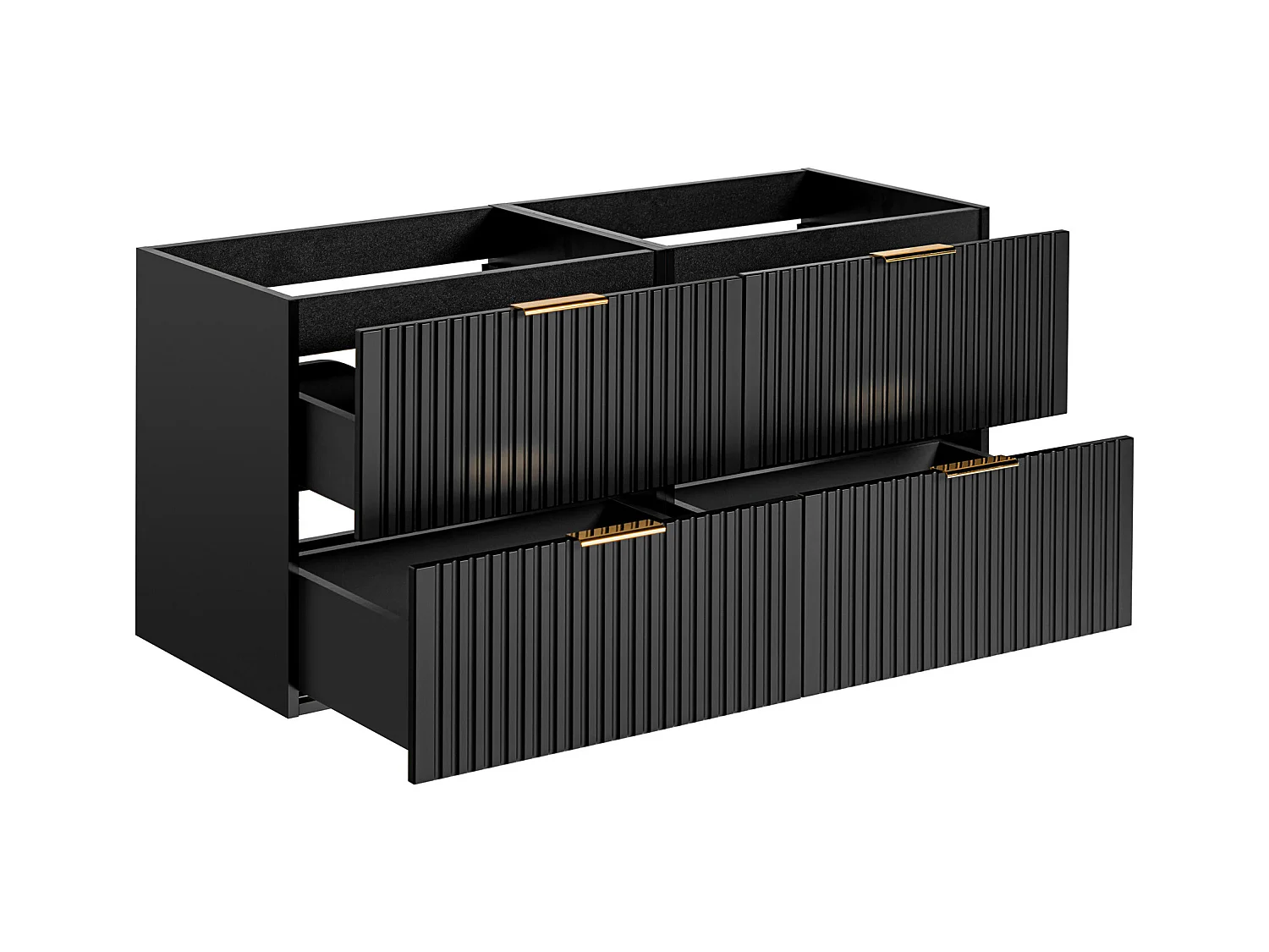 Meuble sous vasque suspendu strié - Noir - L120 cm - ZEVARA