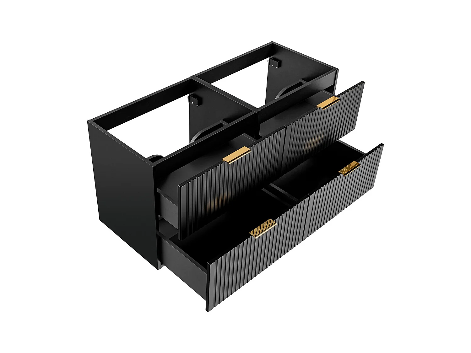 Meuble sous vasque suspendu strié - Noir - L120 cm - ZEVARA