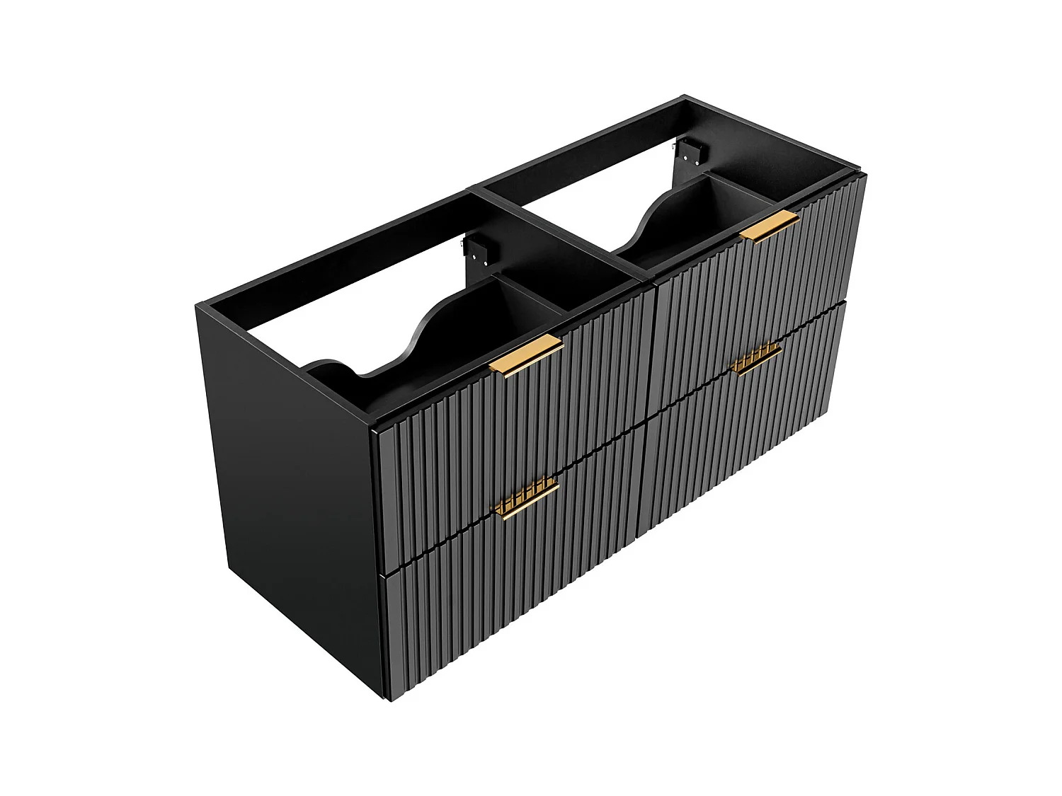 Meuble sous vasque suspendu strié - Noir - L120 cm - ZEVARA