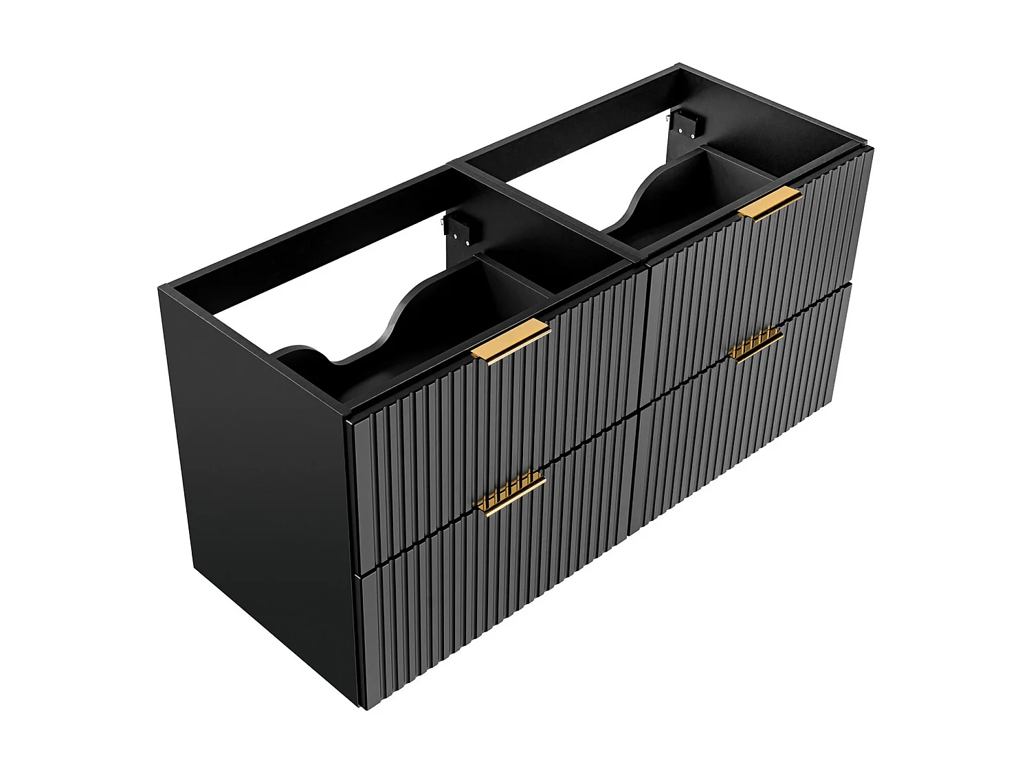 Meuble sous vasque suspendu strié - Noir - L120 cm - ZEVARA