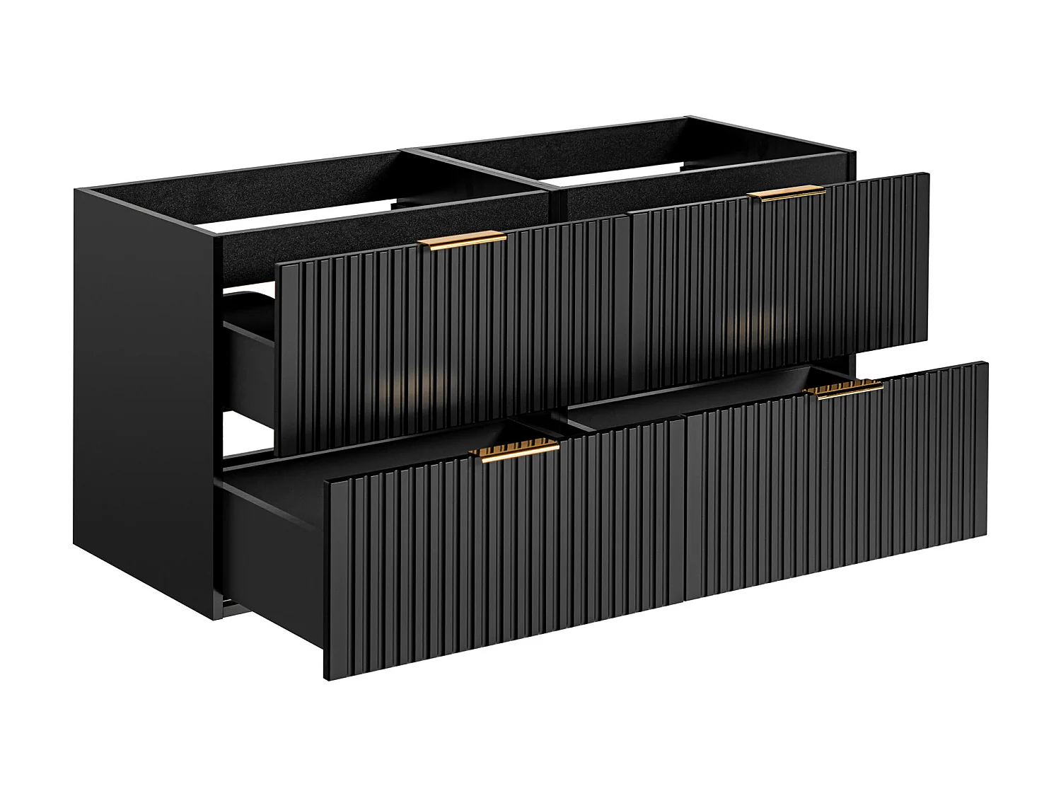 Meuble sous vasque suspendu strié - Noir - L120 cm - ZEVARA