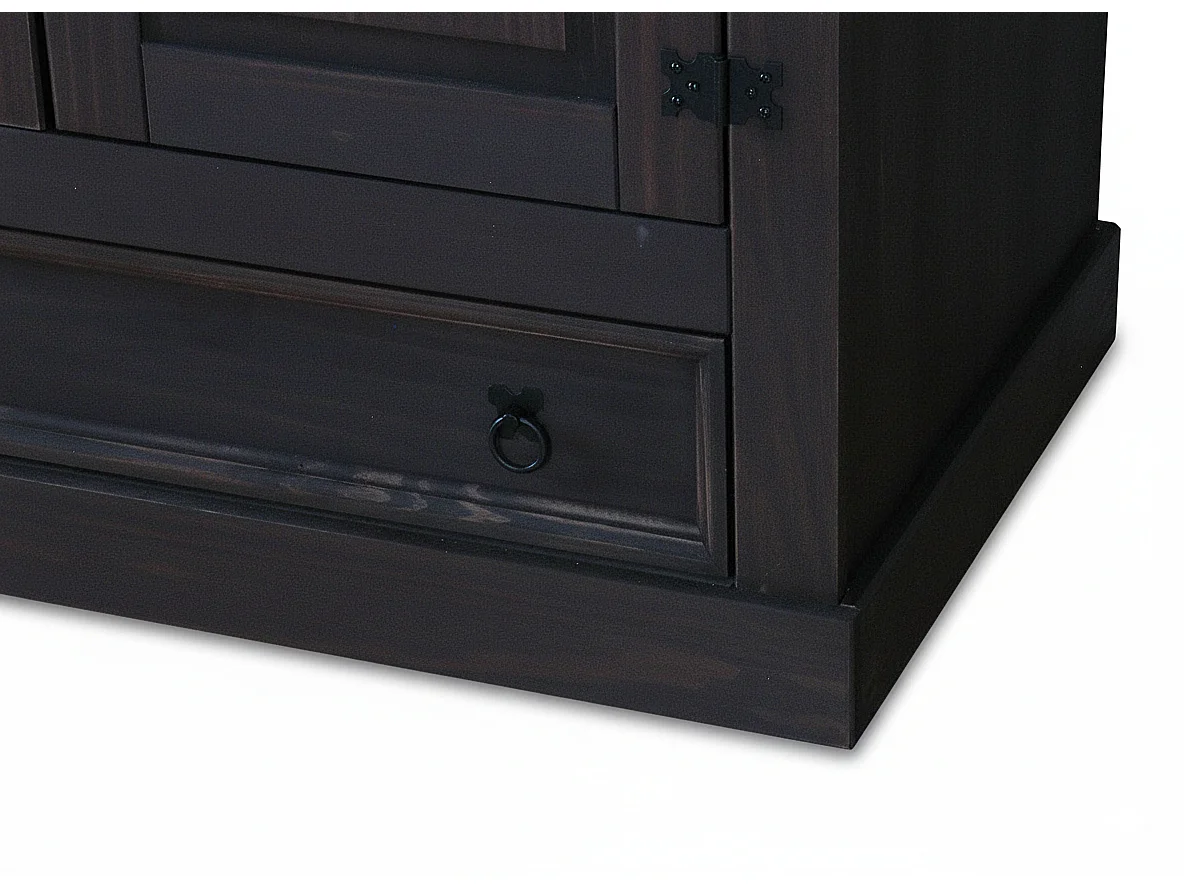 New Mexico Armoire 4 portes avec 2 portes miroir, 2 portes pleines et 2 tiroirs, largeur 194 cm, hauteur 193 cm, finition style colonial.