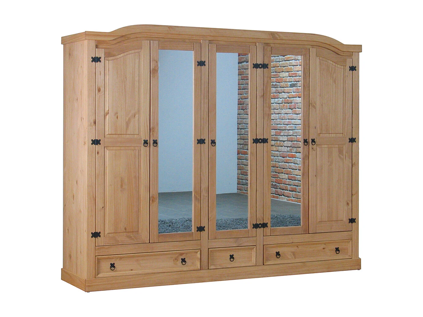 New Mexico 5-deurs kledingkast met spiegel.