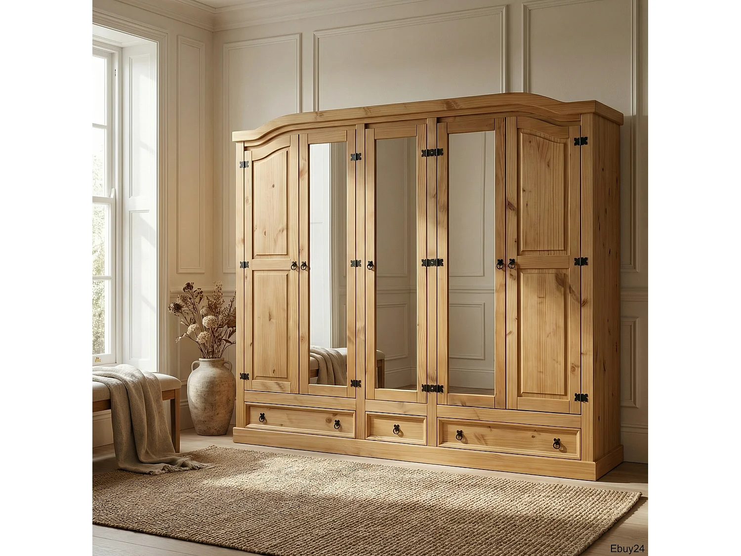 New Mexico 5-deurs kledingkast met spiegel.