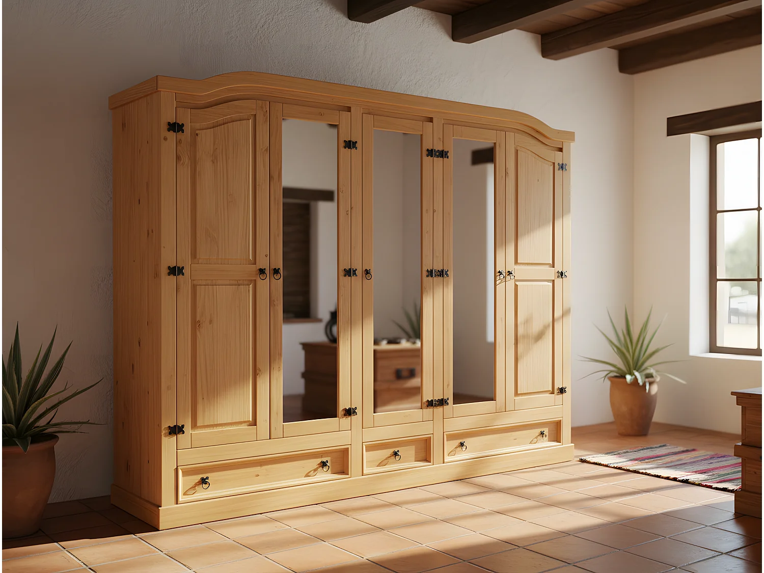 New Mexico 5-deurs kledingkast met spiegel.