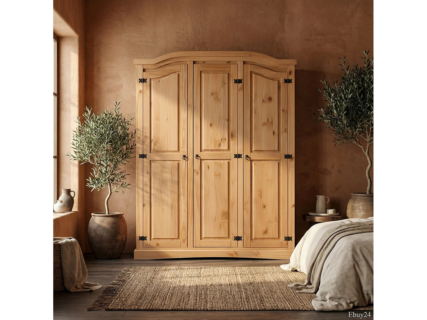 New Mexico Armoire 3 pièces, largeur 152 cm, hauteur 193 cm, délavé/ciré.