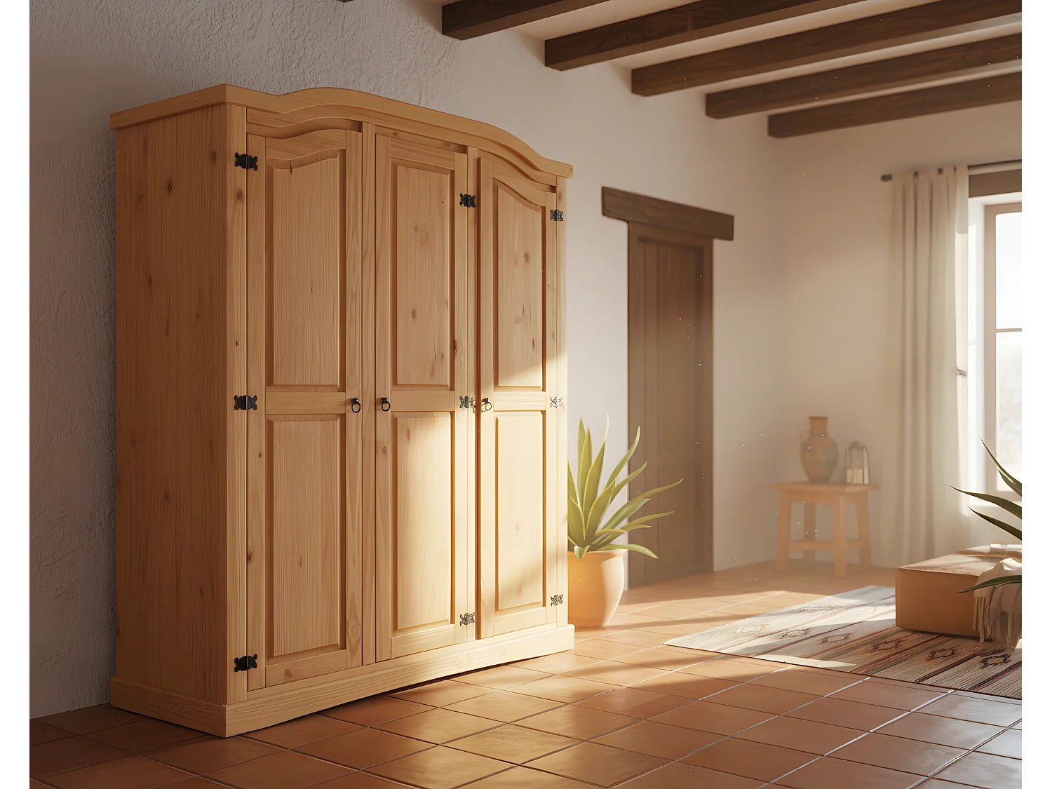 New Mexico Armoire 3 pièces, largeur 152 cm, hauteur 193 cm, délavé/ciré.