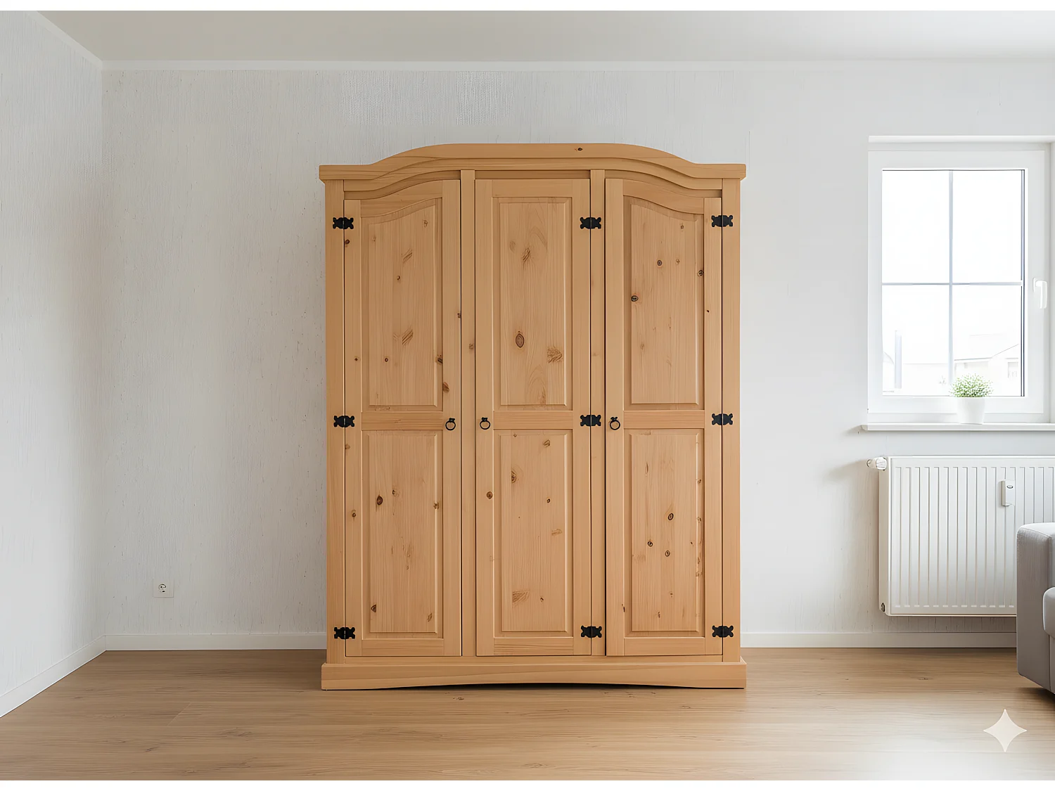 New Mexico Armoire 3 pièces, largeur 152 cm, hauteur 193 cm, délavé/ciré.