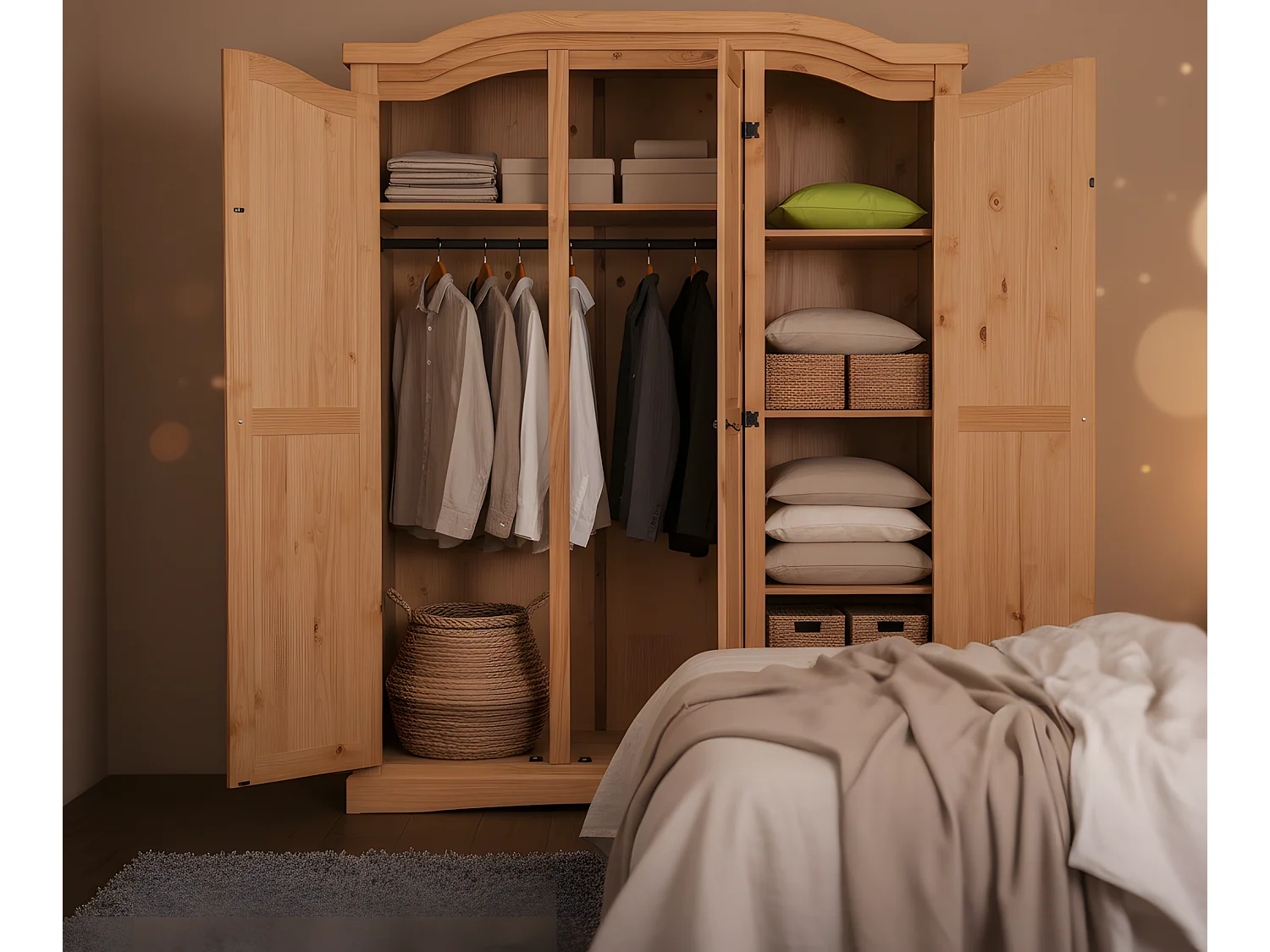 New Mexico Armoire 3 pièces, largeur 152 cm, hauteur 193 cm, délavé/ciré.