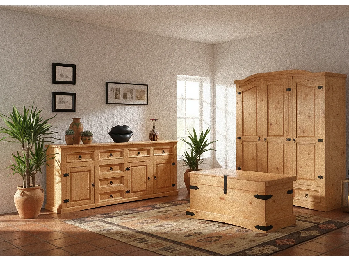 New Mexico Armoire 3 pièces, largeur 152 cm, hauteur 193 cm, délavé/ciré.