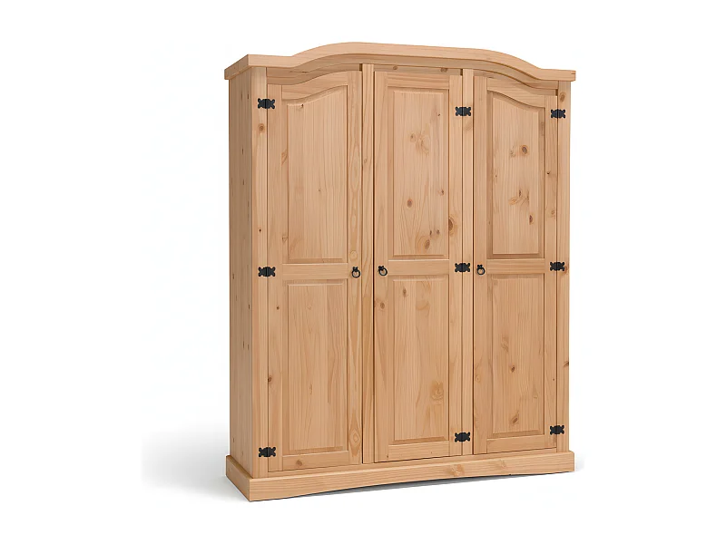 New Mexico Kleiderschrank 3-Trg. Breite 152 cm, Höhe 193 cm gelaugt/Wachs.