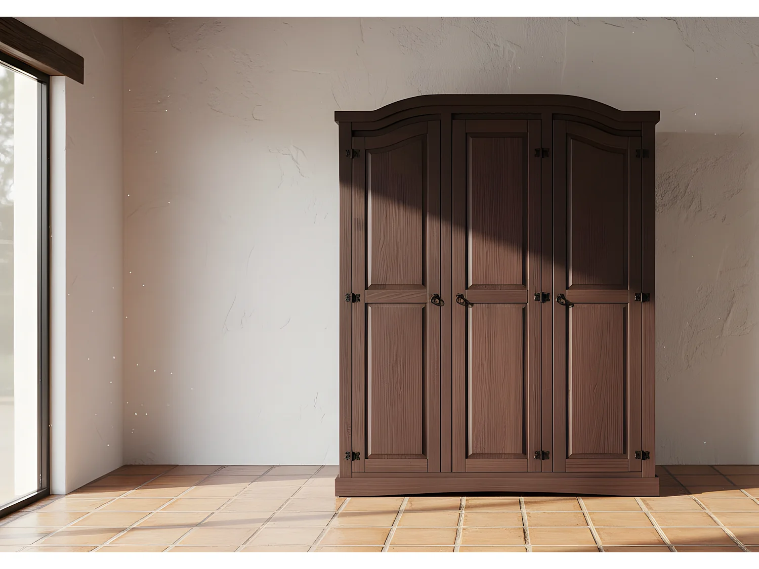 Bruine kledingkast 3-drs New Mexico.