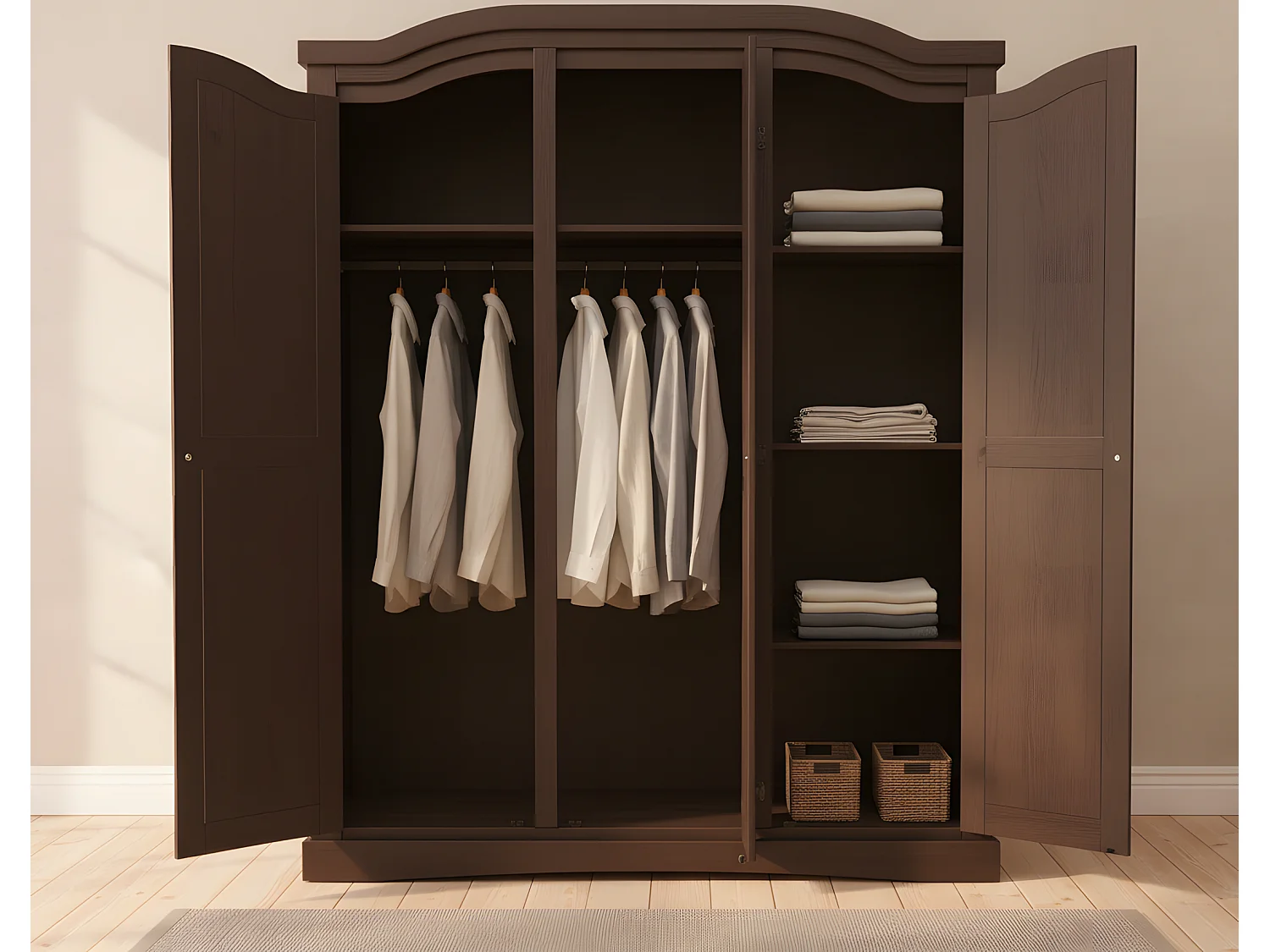 Bruine kledingkast 3-drs New Mexico.