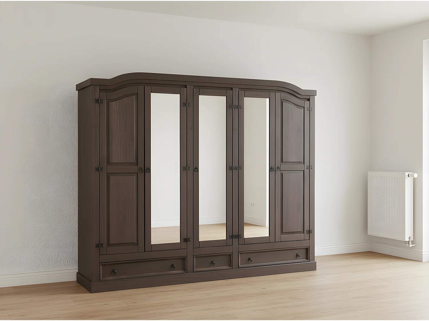 New Mexico 5-deurs kledingkast bruin met spiegel.