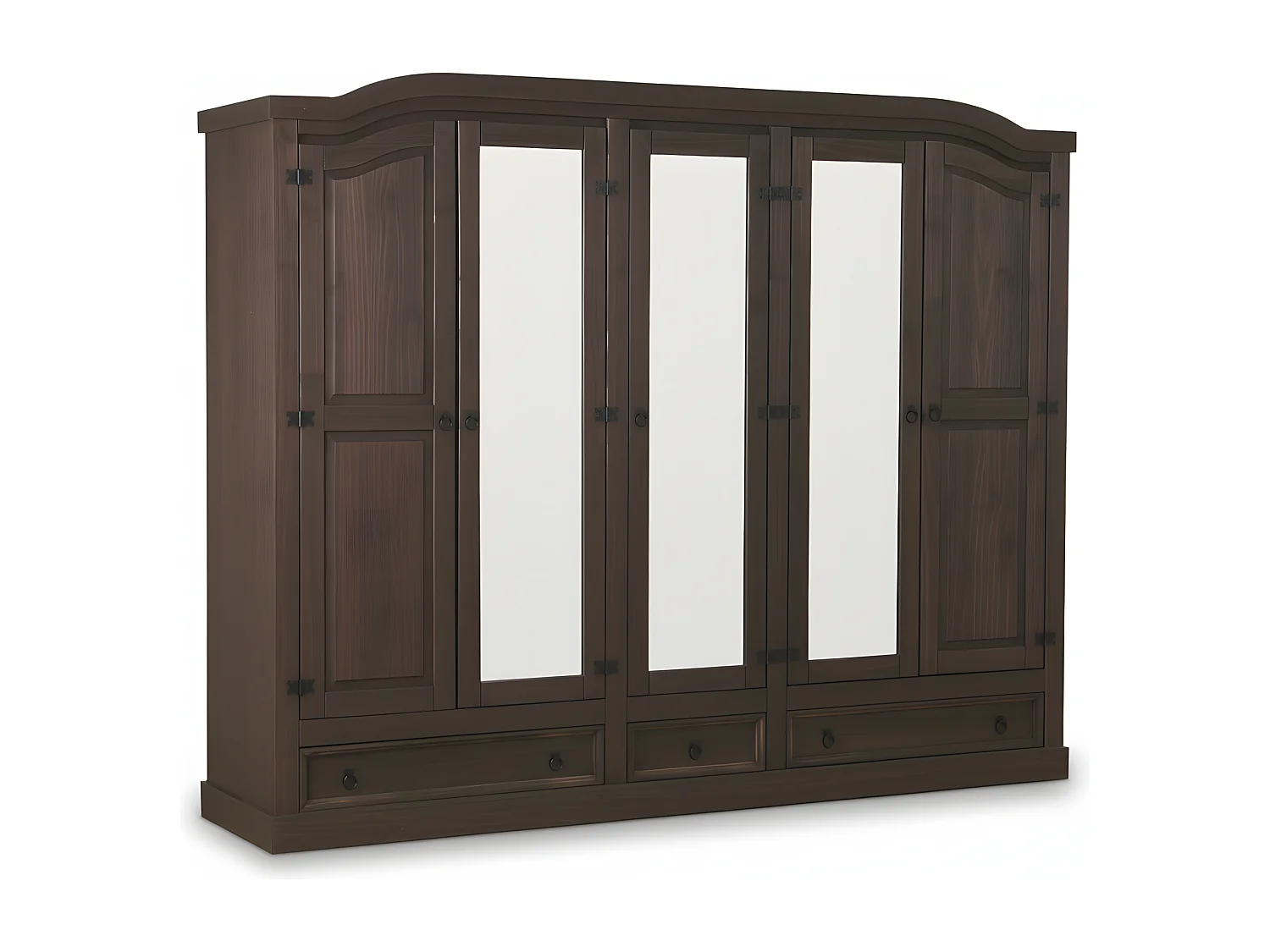 New Mexico 5-deurs kledingkast bruin met spiegel.