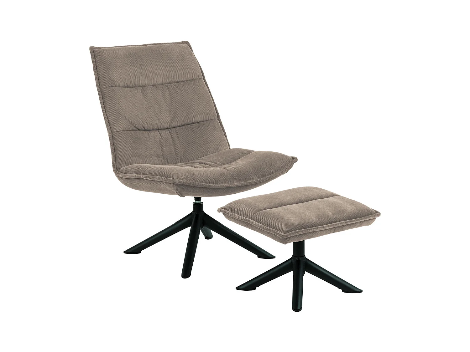 Bliwa fauteuil lounge fauteuil met kruk beige, zwart.