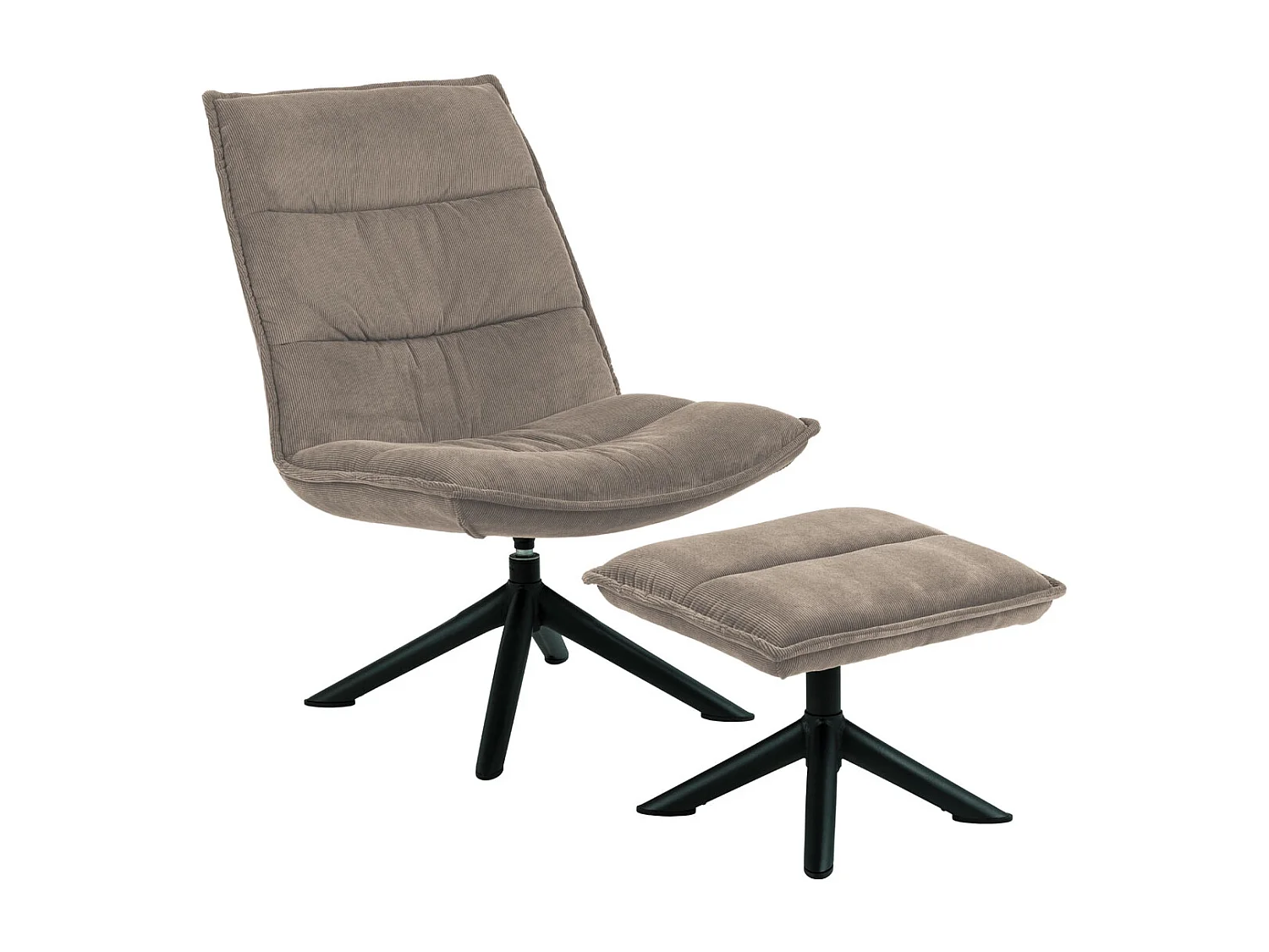 Bliwa fauteuil lounge fauteuil met kruk beige, zwart.