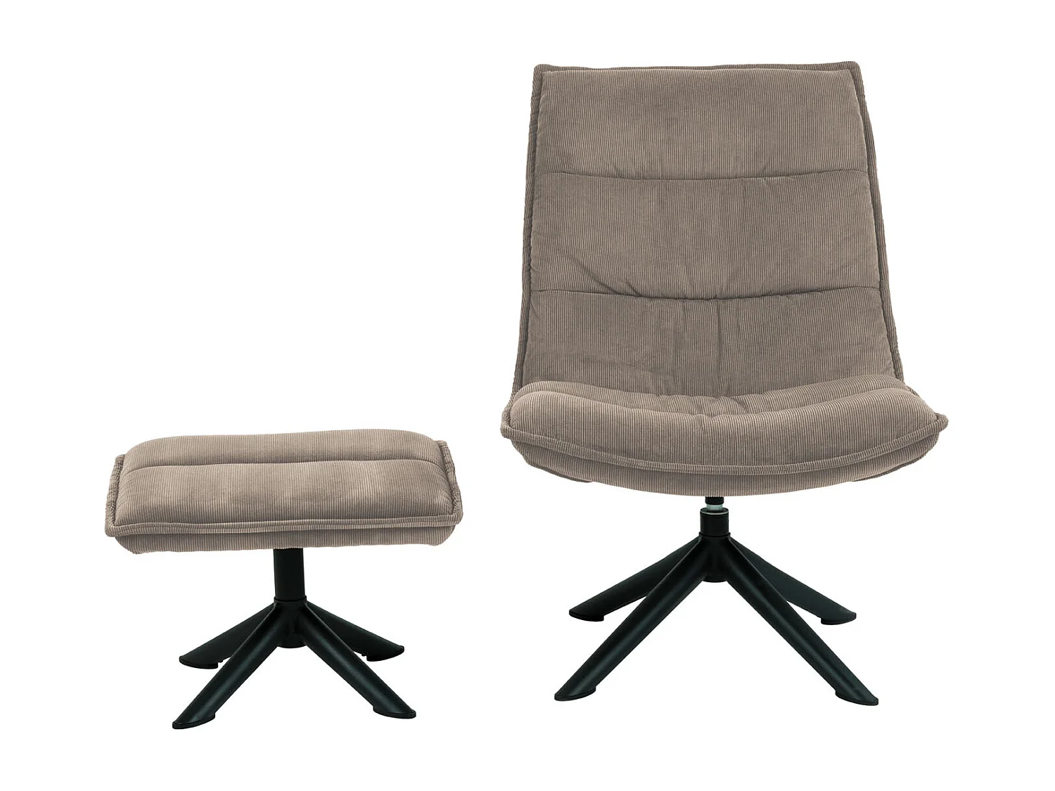 Bliwa fauteuil lounge fauteuil met kruk beige, zwart.