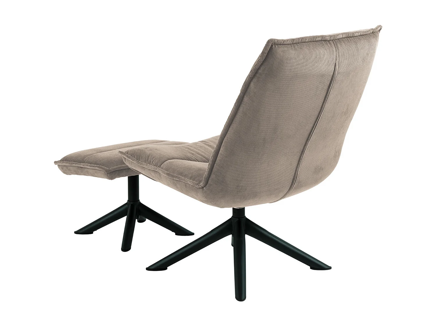 Bliwa fauteuil lounge fauteuil met kruk beige, zwart.
