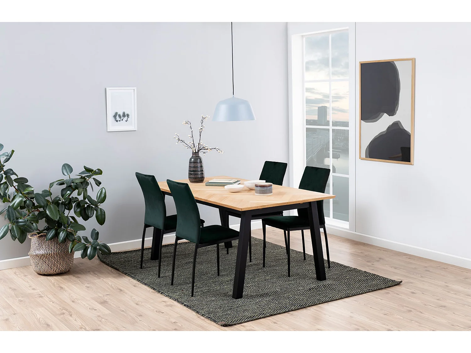 Demi eetkamerstoel donkergroen, zwart.