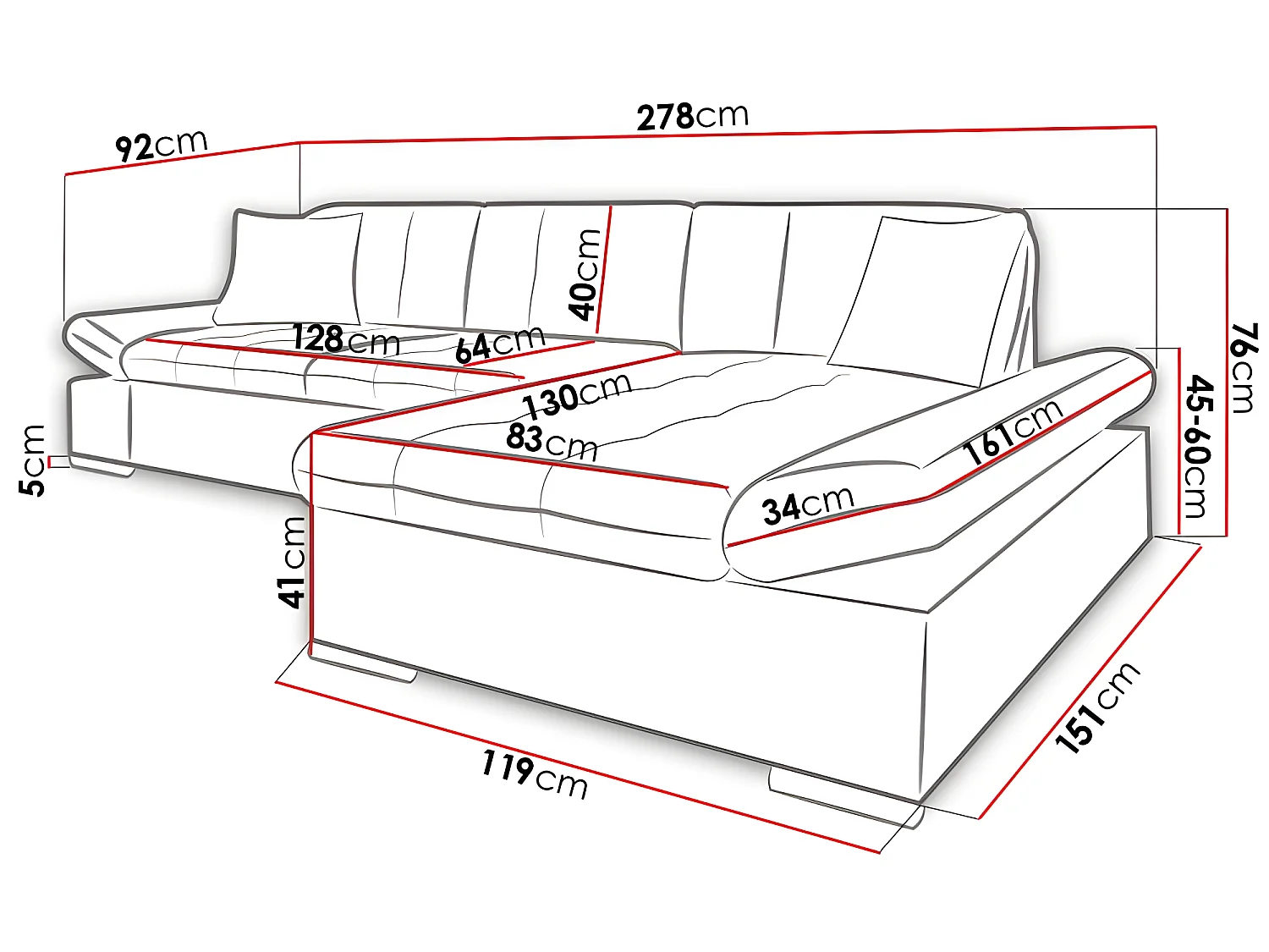 MALWU zwarte hoekbank haaks