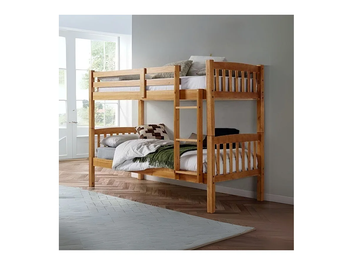TURNED BUNK BUNK Youth Blanc + MATELAS A MÉMOIRE 20cm - Venprodin