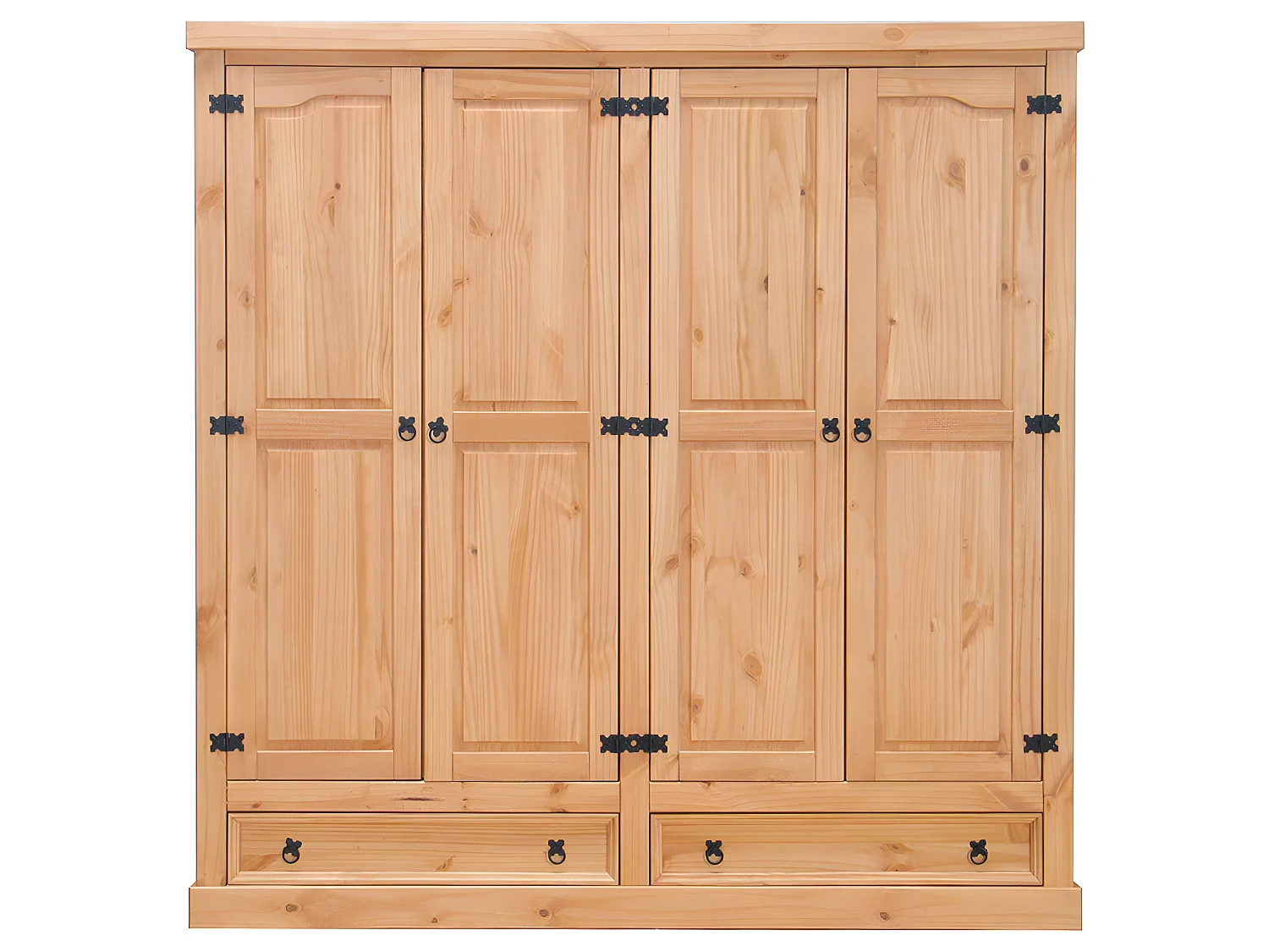 New Mexico Armoire 4 tiroirs avec 2 tiroirs largeur 194 cm, hauteur 195 cm, délavé/ciré.