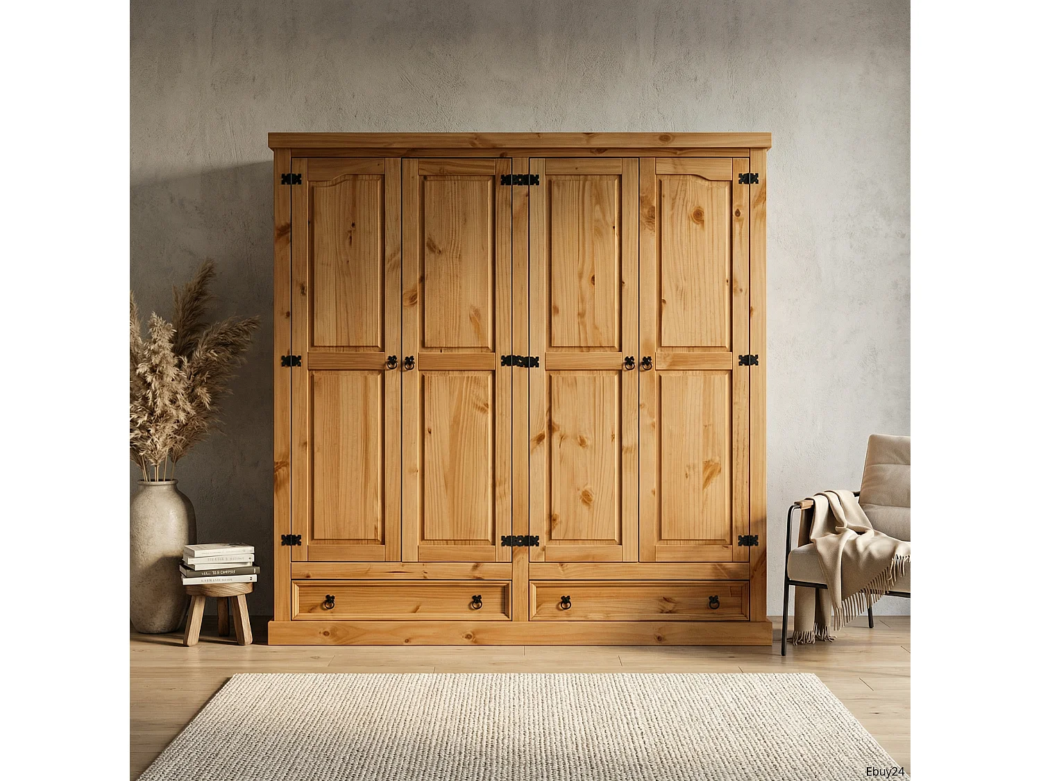 New Mexico 4-deurs landelijke kledingkast 194cm breed.