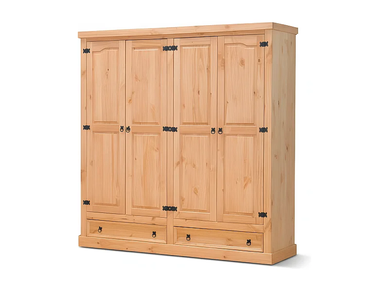 New Mexico Armoire 4 tiroirs avec 2 tiroirs largeur 194 cm, hauteur 195 cm, délavé/ciré.