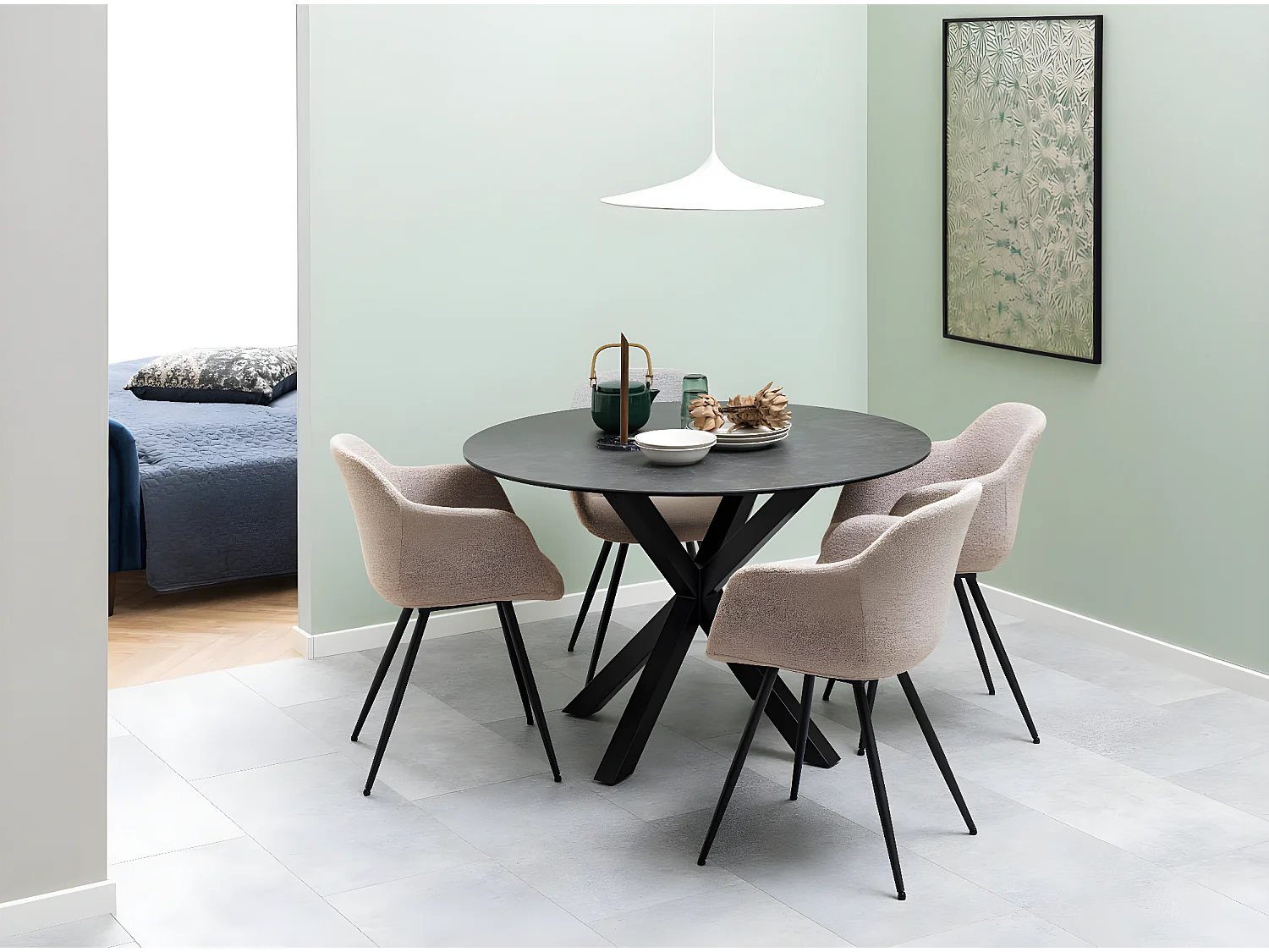 Heaven table à manger Ø119 cm céramique noir.