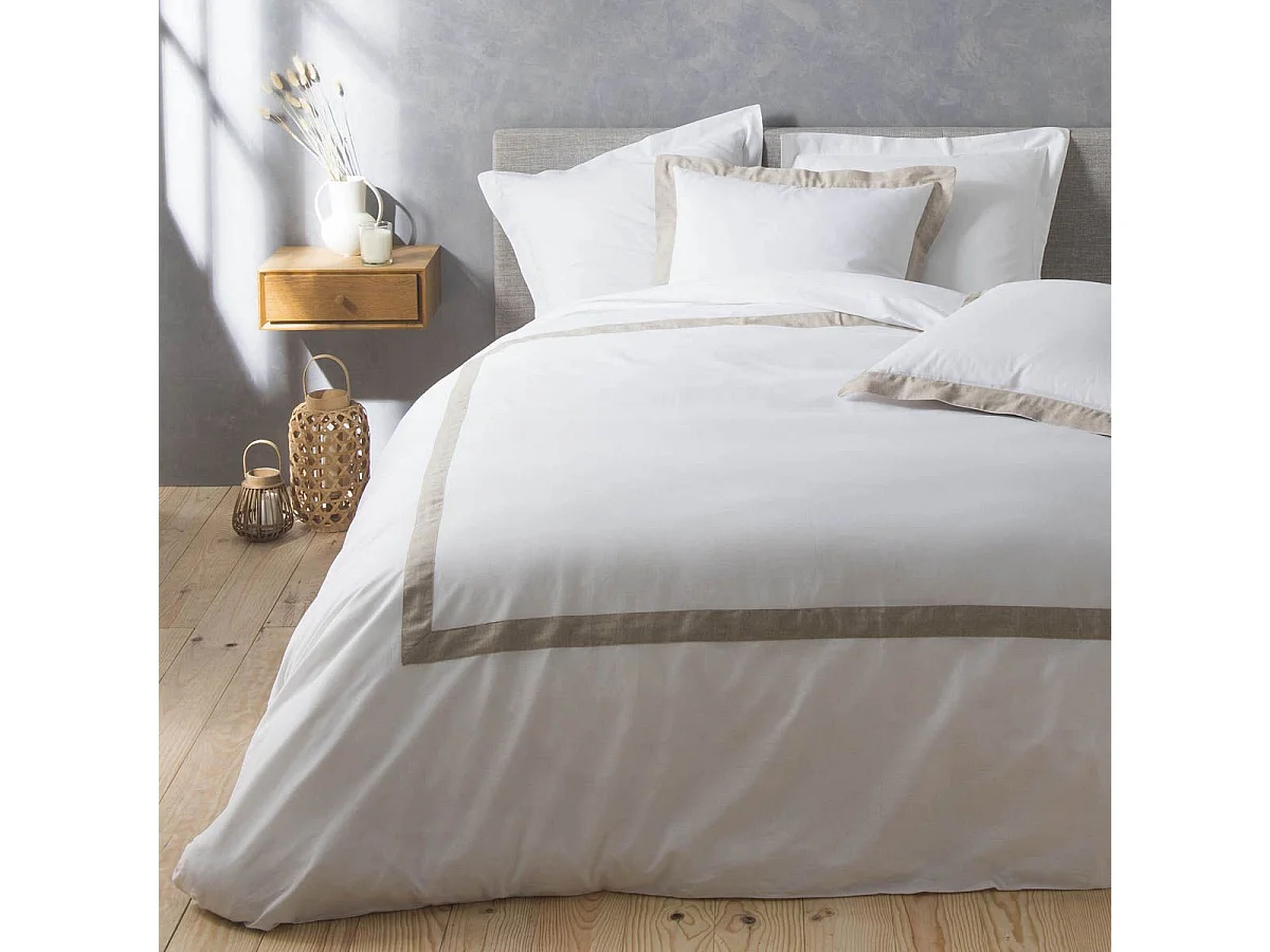 Bettwäsche 3-teilig Baumwolle und Leinen 260 x 240 cm