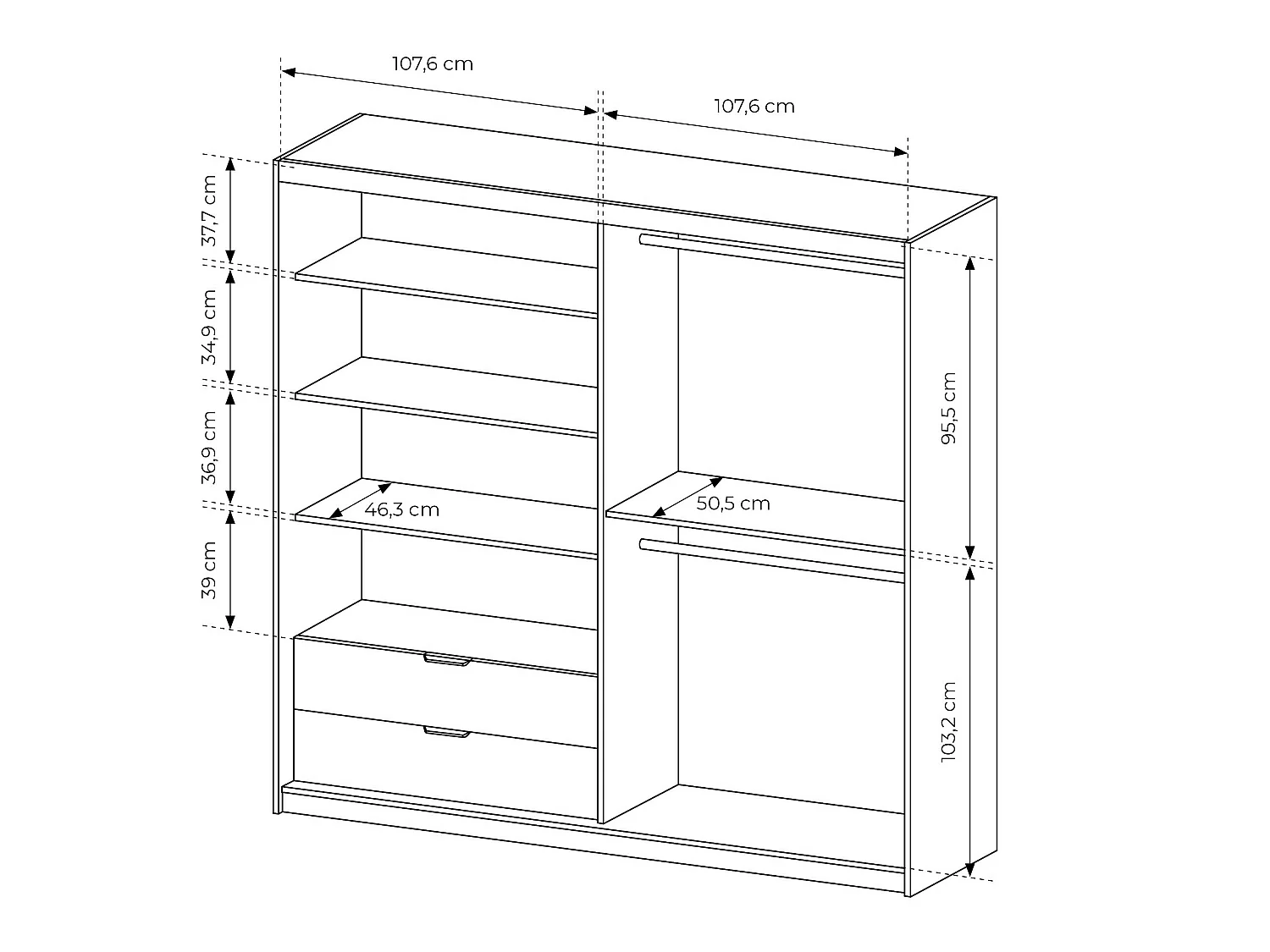 Ensemble lit coffre avec chevets 160 x 200 cm + Commode + Armoire - Coloris : Naturel et noir - ARIADA