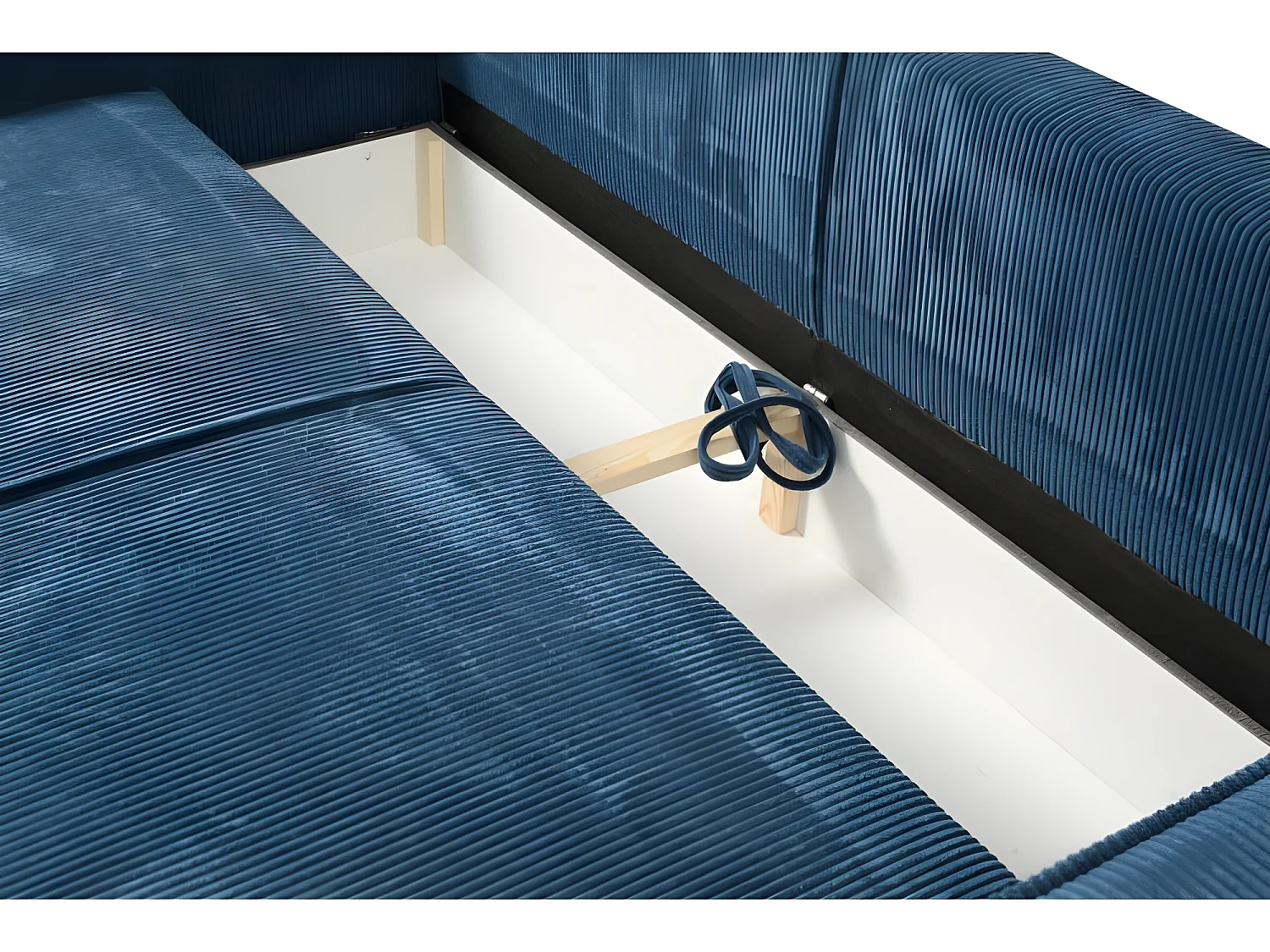 Canapé convertible 3 places VELLA en velours côtelé beige