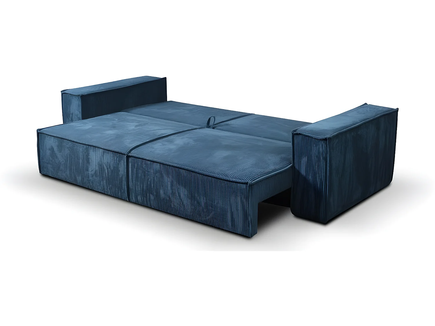 Canapé convertible 3 places VELLA en velours côtelé beige