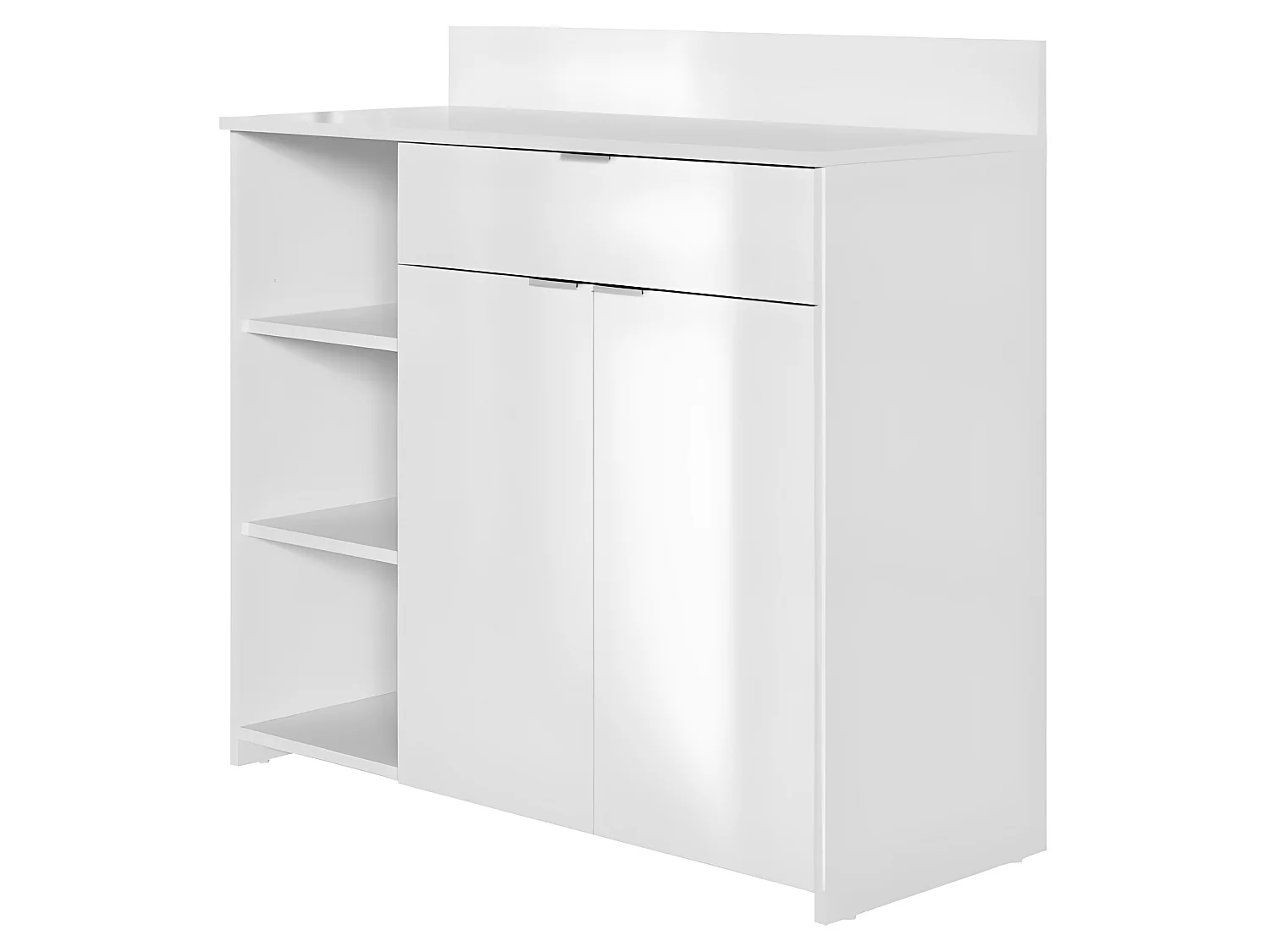 Buffet Cuisine - 2 portes + 1 tiroir - Mélaminé blanc - L 100 x P 42 x H 95 cm