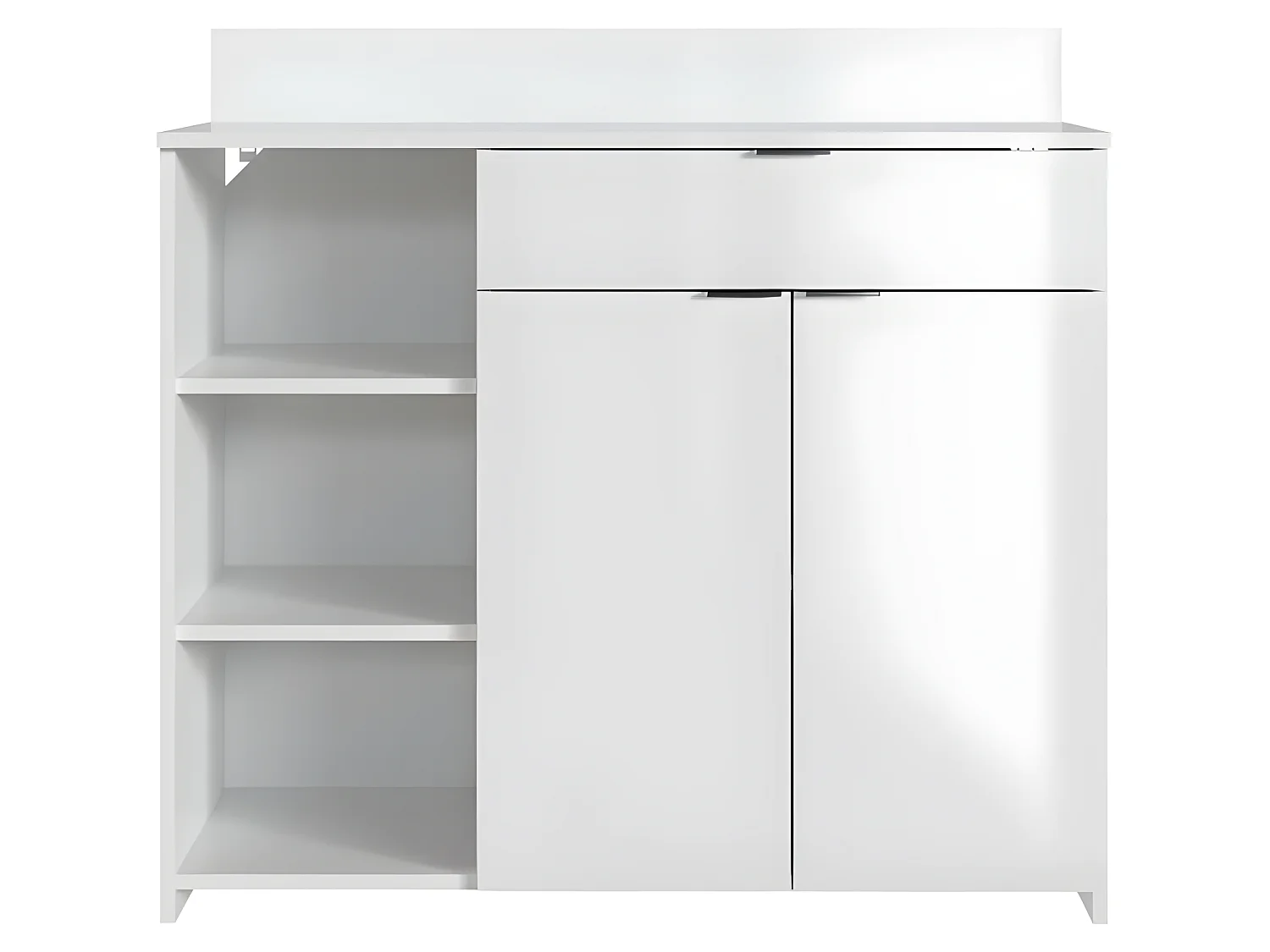 Buffet Cuisine - 2 portes + 1 tiroir - Mélaminé blanc - L 100 x P 42 x H 95 cm