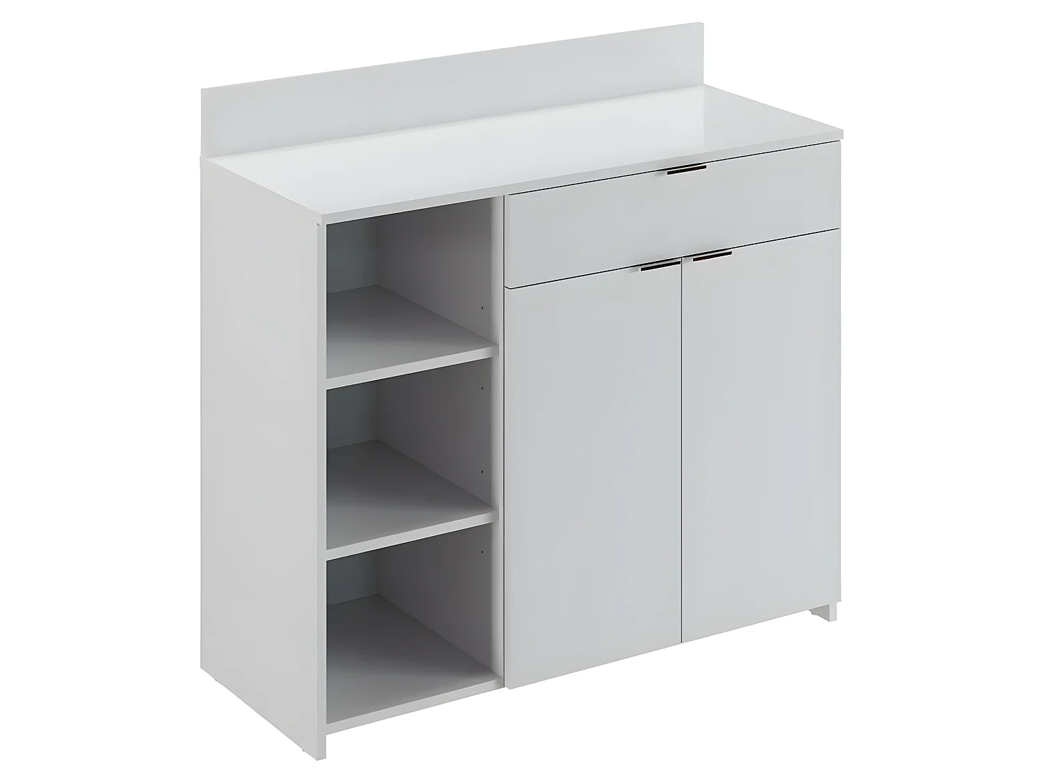 Buffet Cuisine - 2 portes + 1 tiroir - Mélaminé blanc - L 100 x P 42 x H 95 cm
