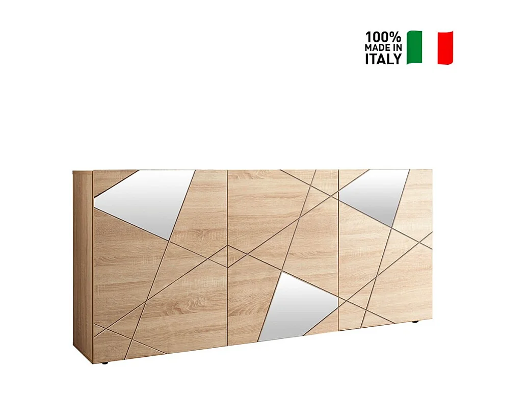 Moderne Wohnzimmerschrank Vittoria RS S, 3-türig, Eichenholz mit Spiegel