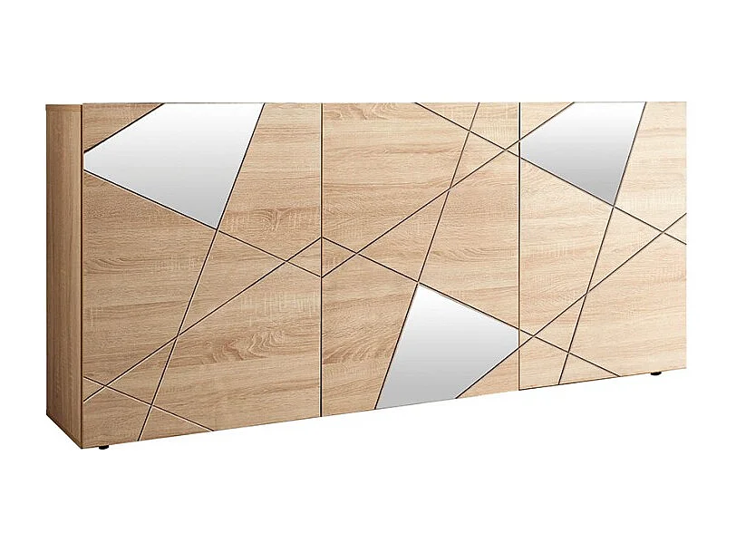 Moderne Wohnzimmerschrank Vittoria RS S, 3-türig, Eichenholz mit Spiegel