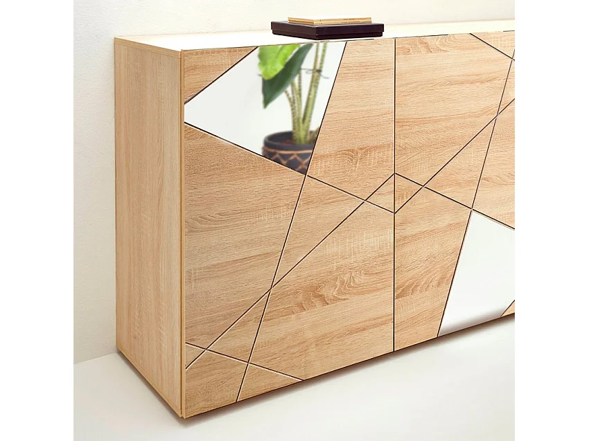 Moderne Wohnzimmerschrank Vittoria RS S, 3-türig, Eichenholz mit Spiegel