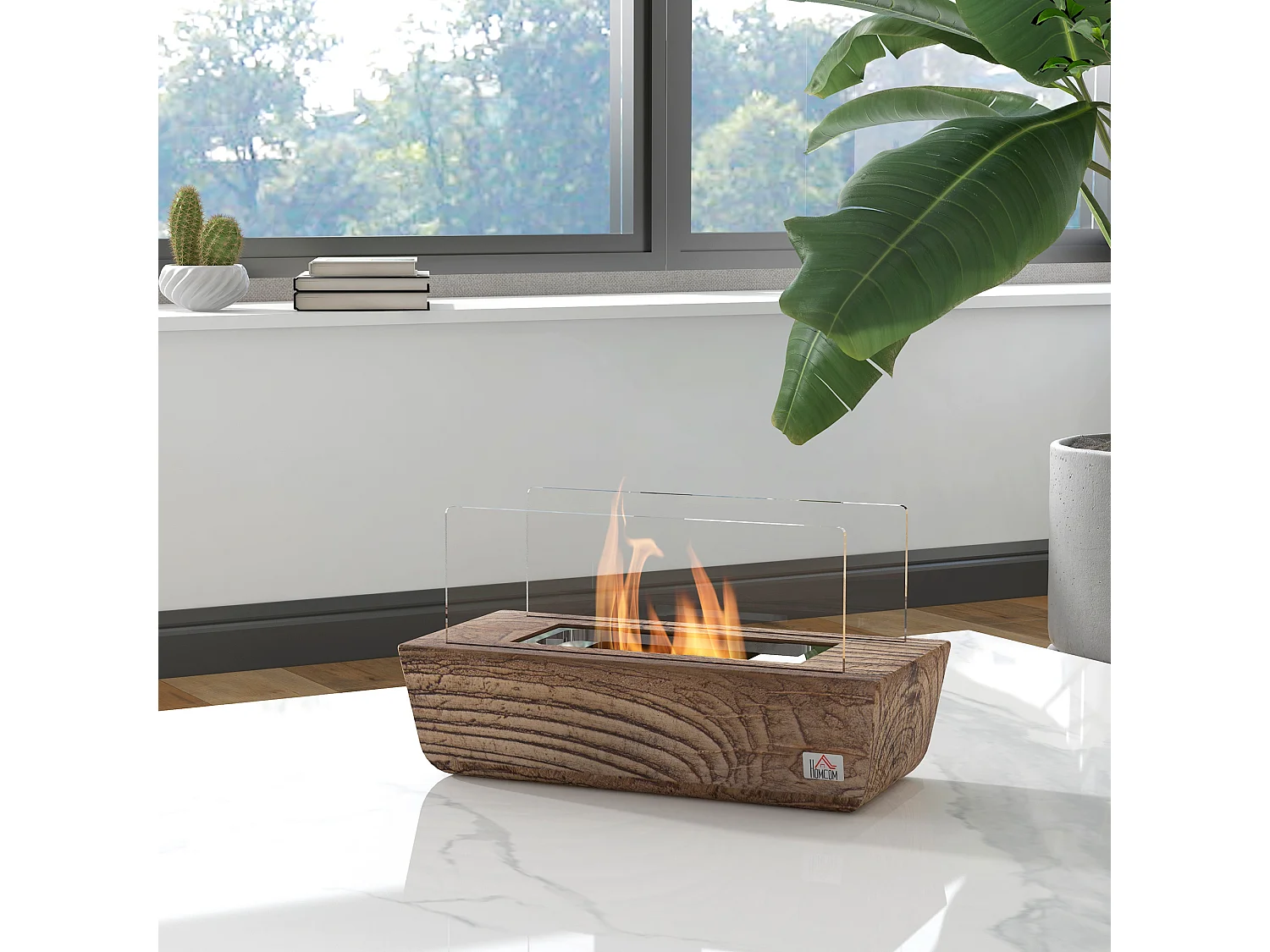 Chimenea de etanol roble 33x16x18 cm HOMCOM