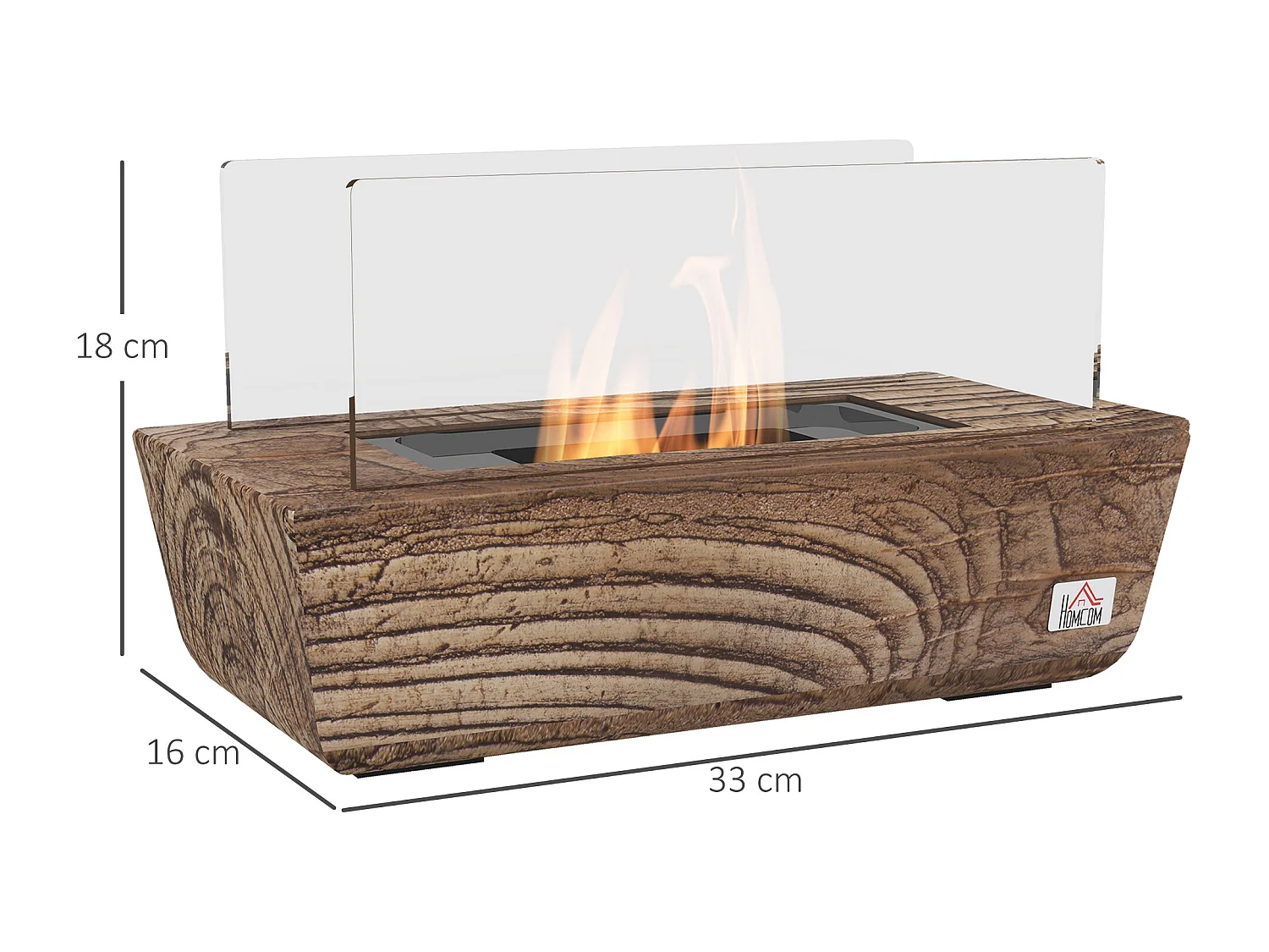 Chimenea de etanol roble 33x16x18 cm HOMCOM