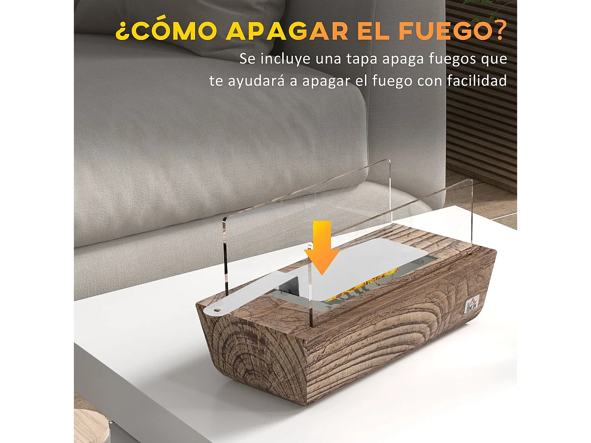 Chimenea de etanol roble 33x16x18 cm HOMCOM