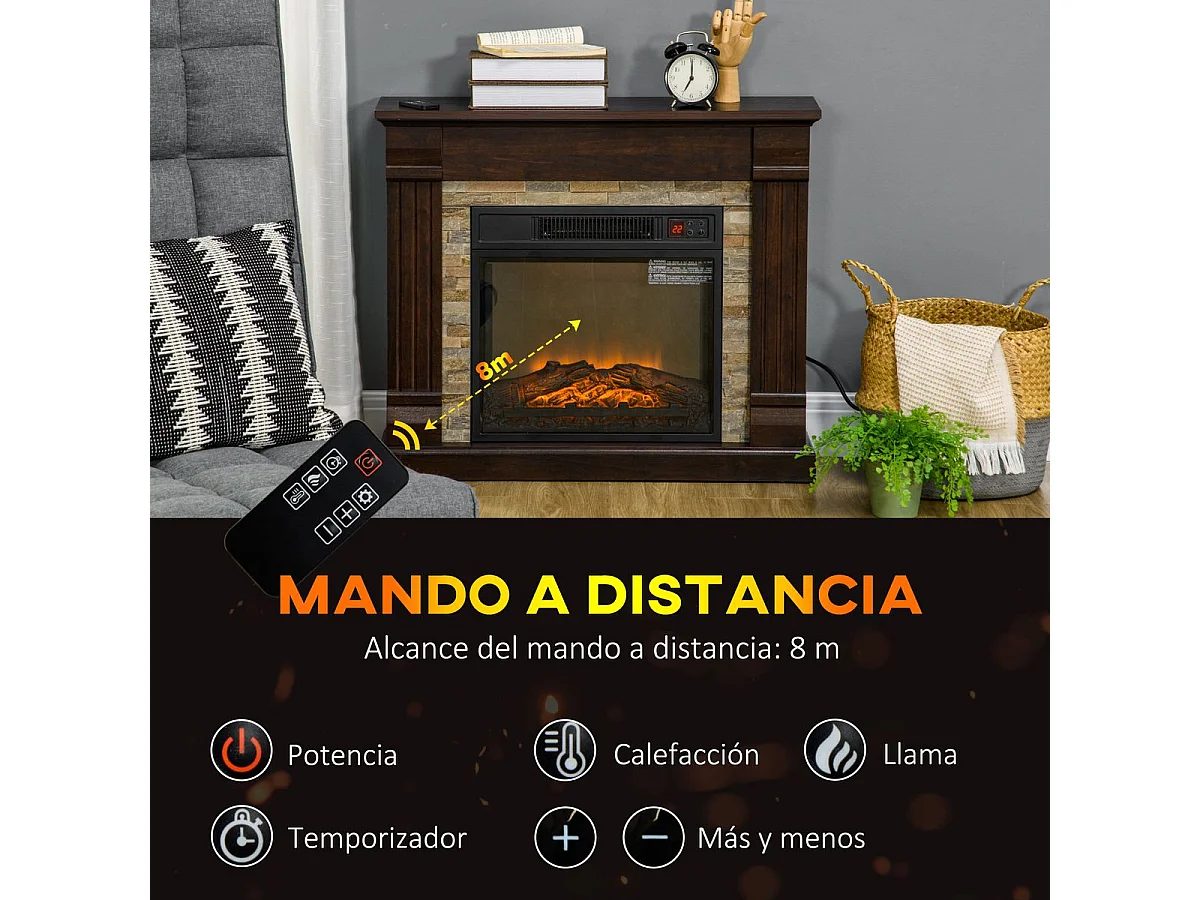 Chimenea eléctrica marrón 80x21.6x67.8 cm HOMCOM