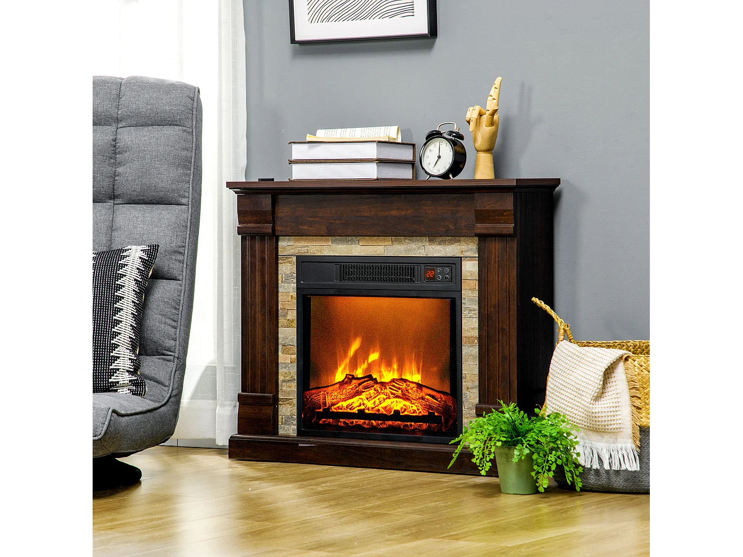 Chimenea eléctrica marrón 80x21.6x67.8 cm HOMCOM