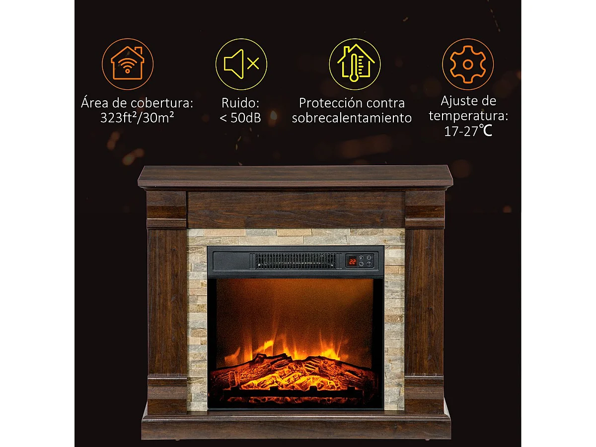 Chimenea eléctrica marrón 80x21.6x67.8 cm HOMCOM