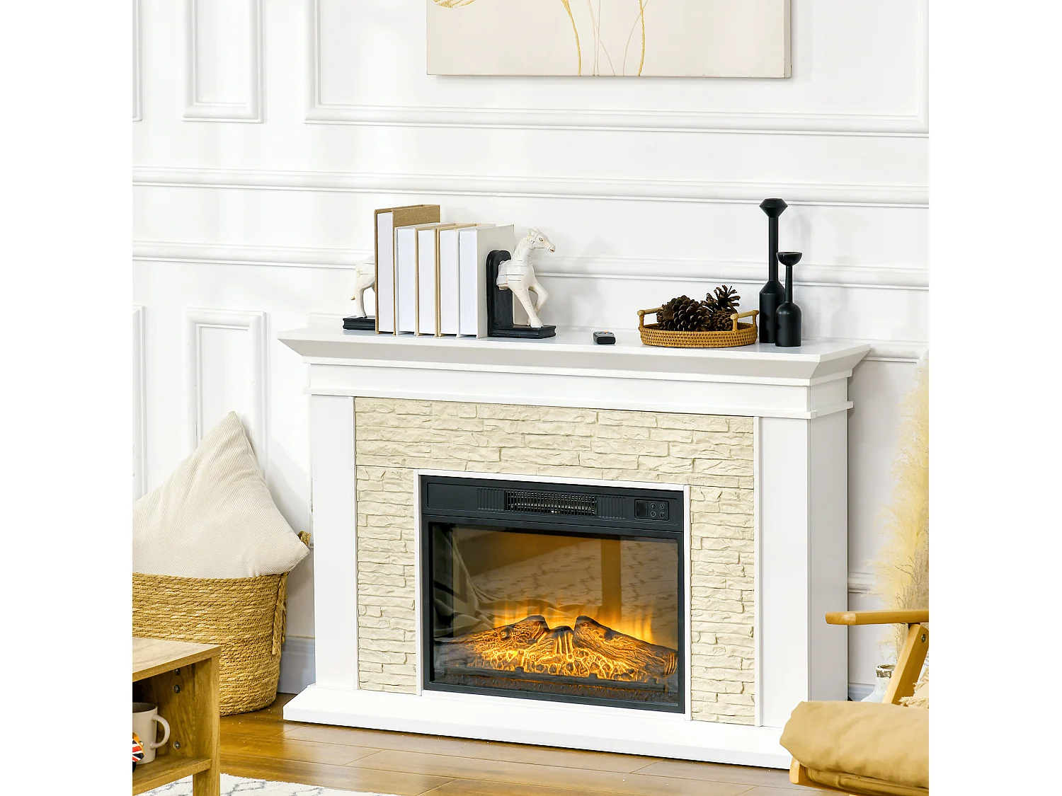 Chimenea eléctrica blanco 120x24x80 cm HOMCOM