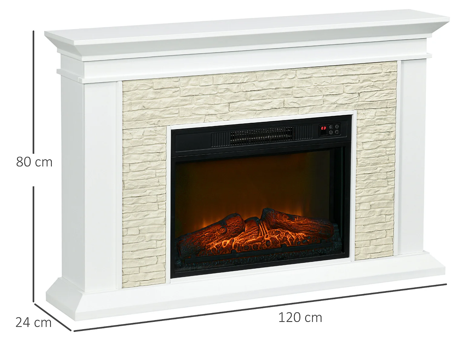 Chimenea eléctrica blanco 120x24x80 cm HOMCOM