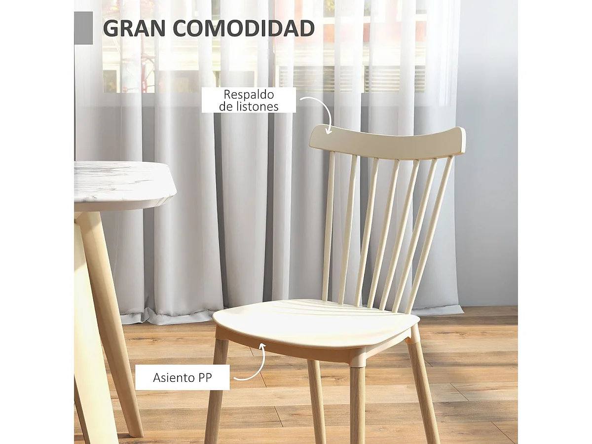 Sillas de comedor madera natural 48x52.5x83 cm HOMCOM