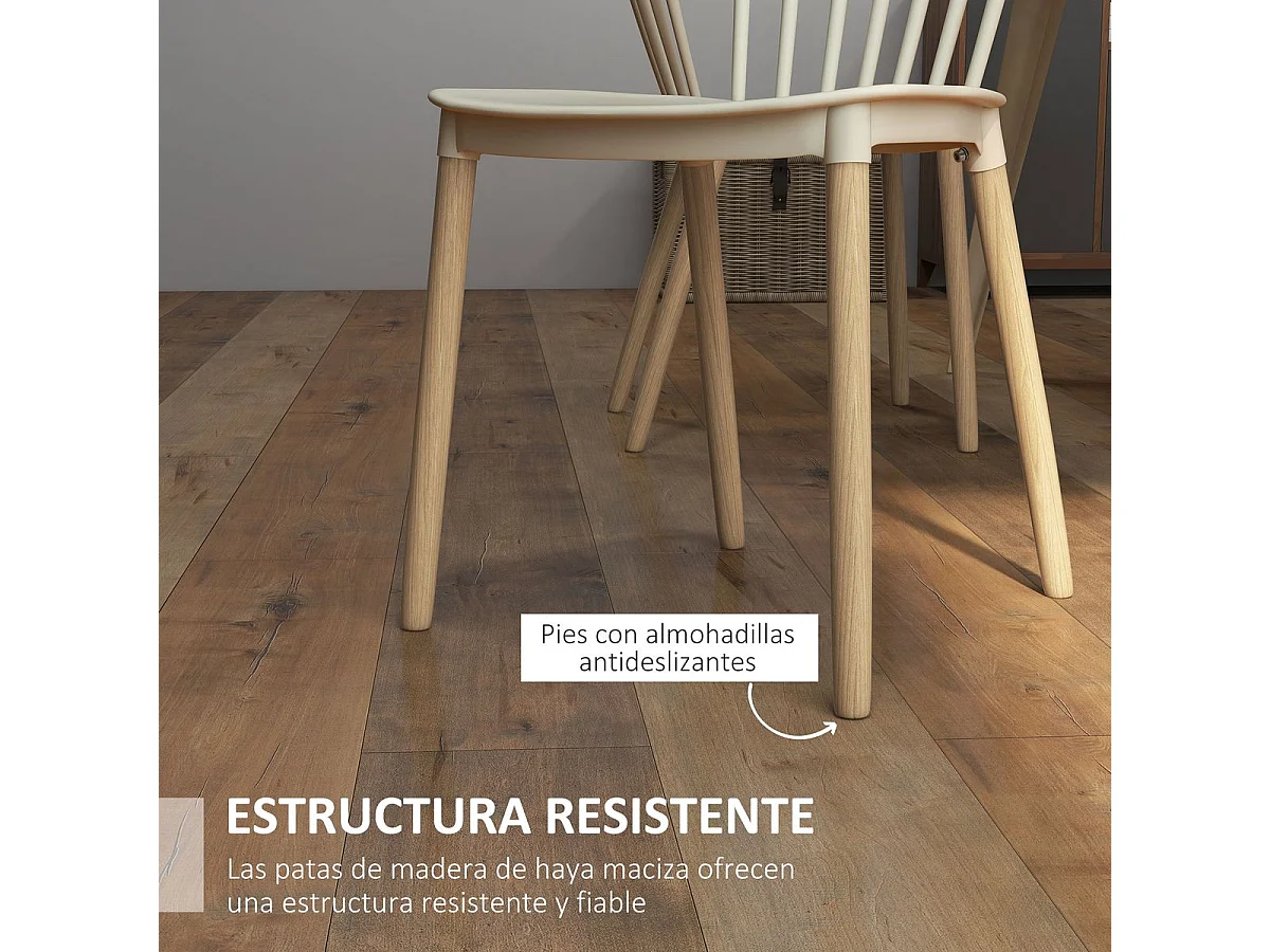 Sillas de comedor madera natural 48x52.5x83 cm HOMCOM